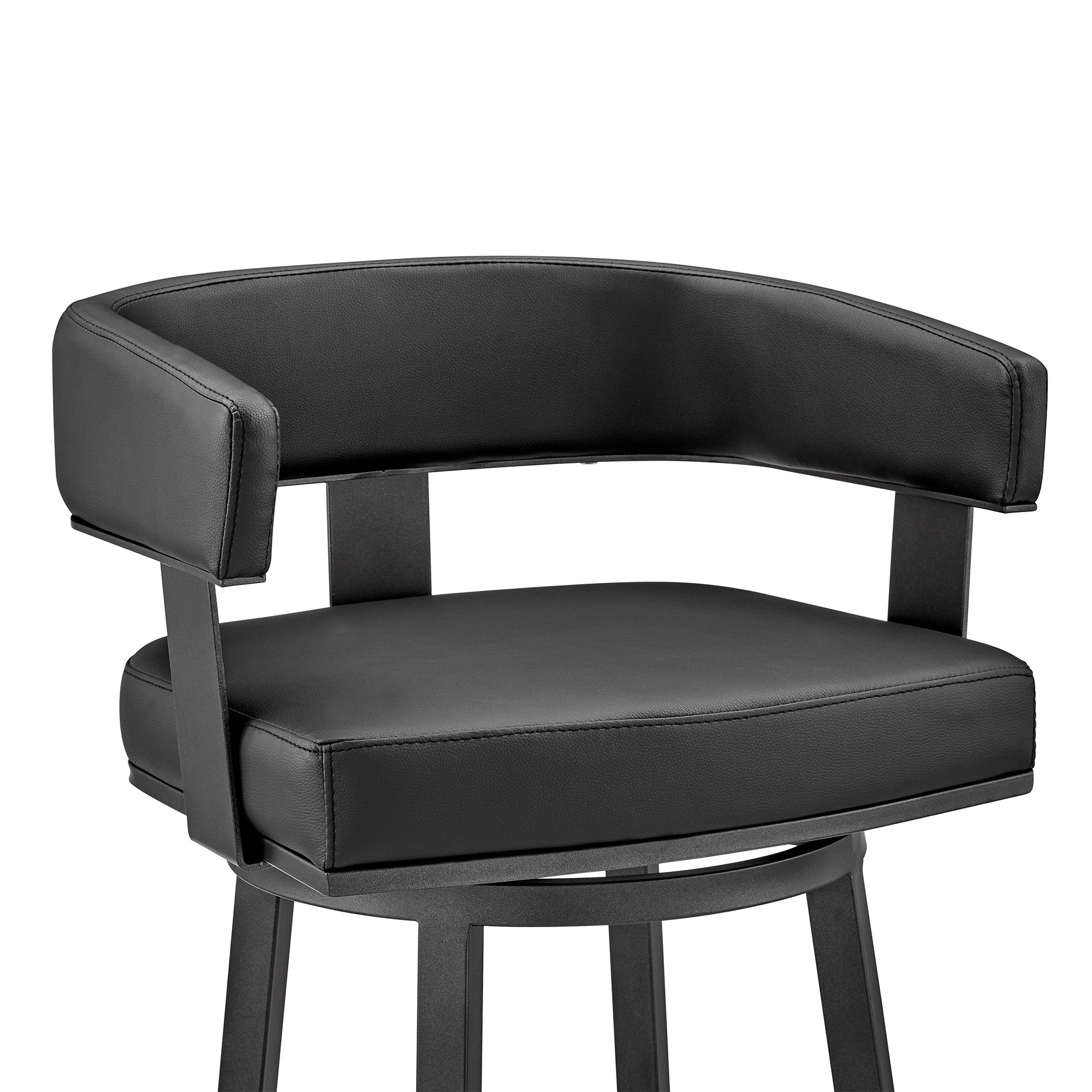 26" Black Fabric And Iron Low Back Counter Height Swivel Bar Chair