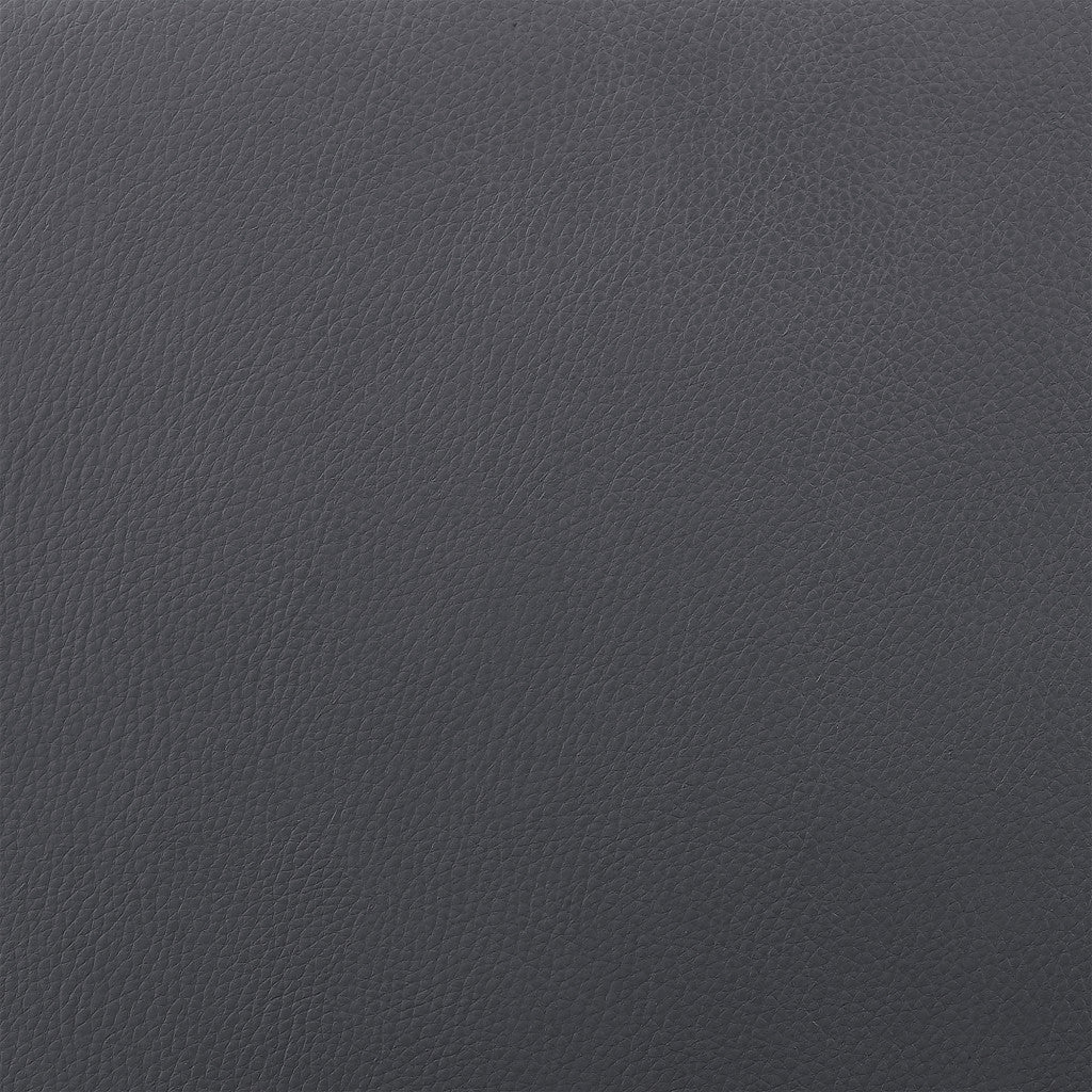 30" Slate Gray And Black Faux Leather And Iron Swivel Low Back Bar Height Bar Chair