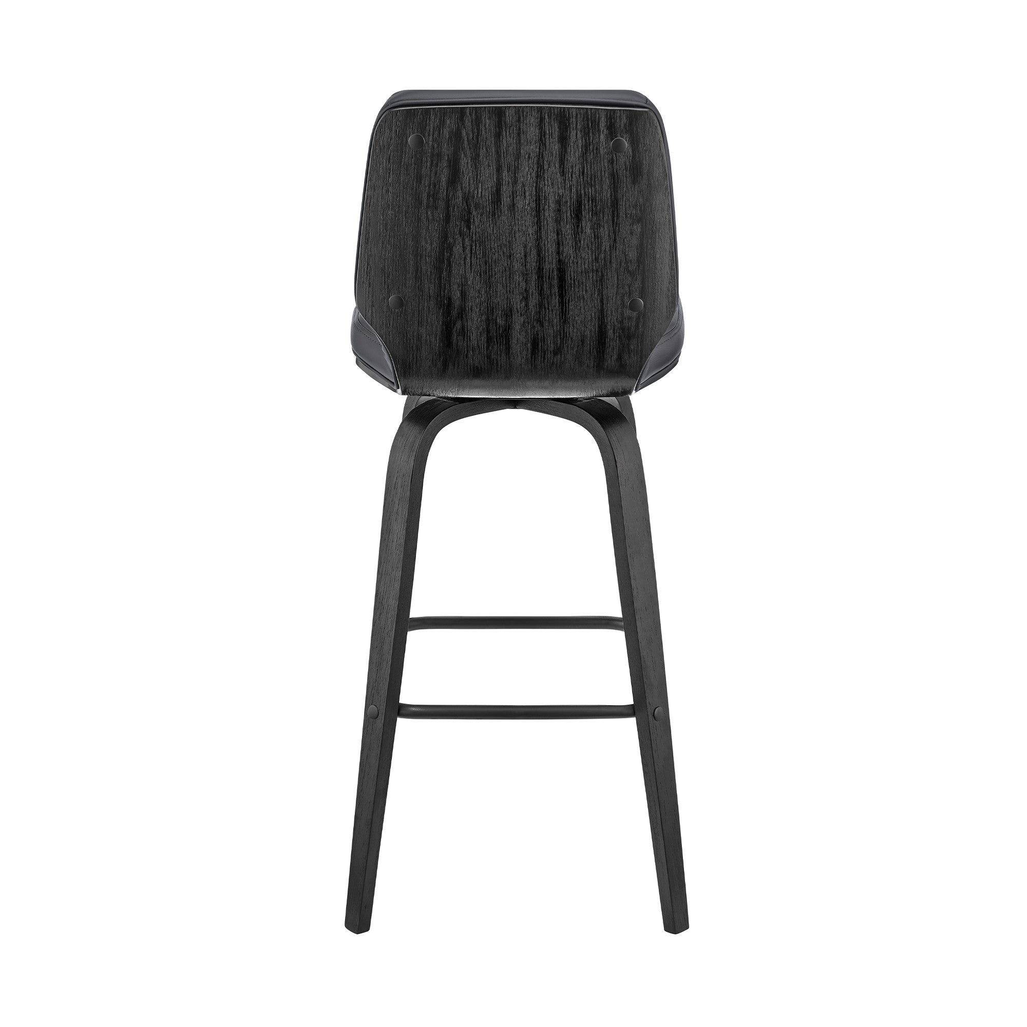 27" Gray And Black Faux Leather And Fabric And Iron Counter Height Swivel Bar Chair