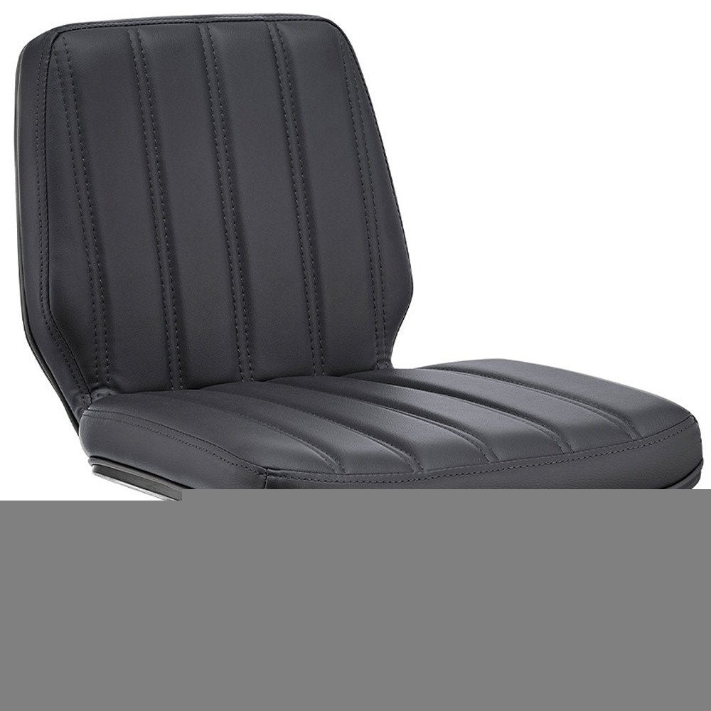 27" Gray and Black Faux Leather and Iron Counter Height Swivel Bar Chair