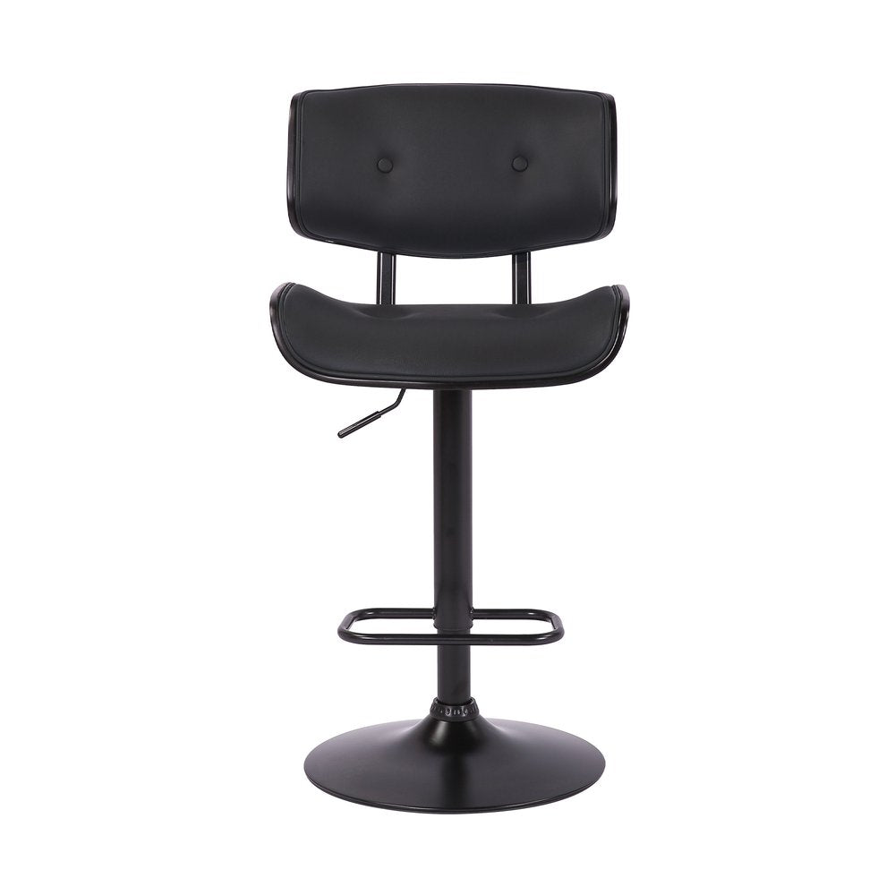 Black Fabric And Iron Adjustable Height Swivel Bar Chair