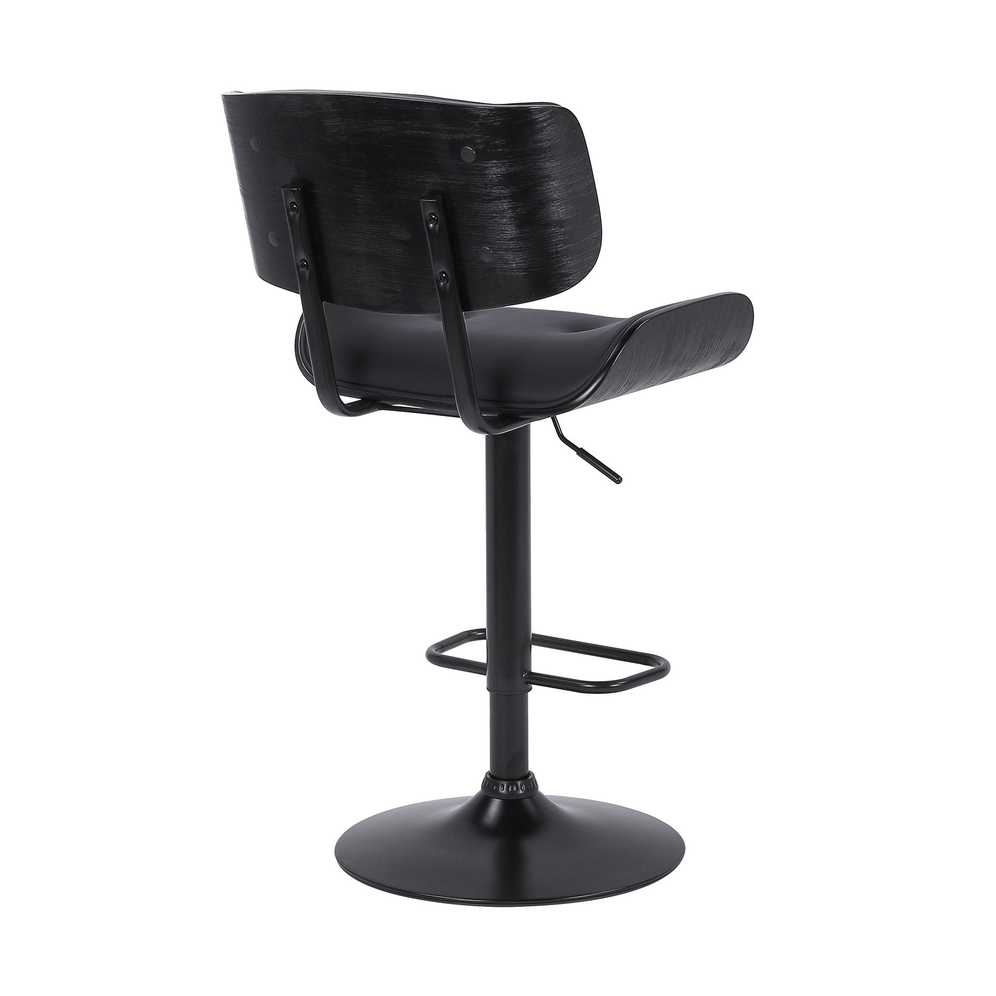 Black Fabric And Iron Adjustable Height Swivel Bar Chair