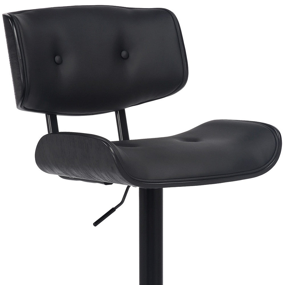 Black Fabric And Iron Adjustable Height Swivel Bar Chair