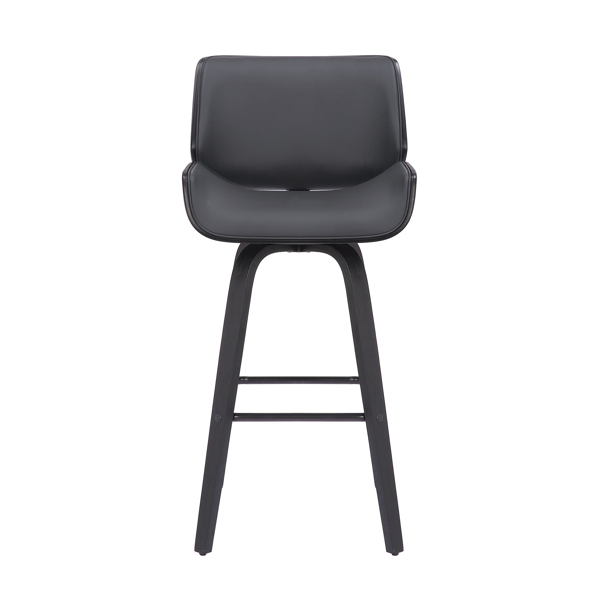 30" Gray And Black Fabric And Iron Bar Height Swivel Bar Chair