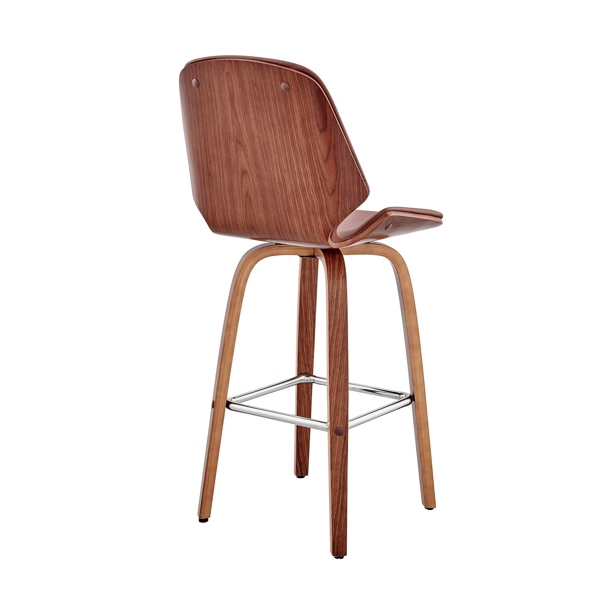 26" Brown Fabric And Wood Counter Height Swivel Bar Chair