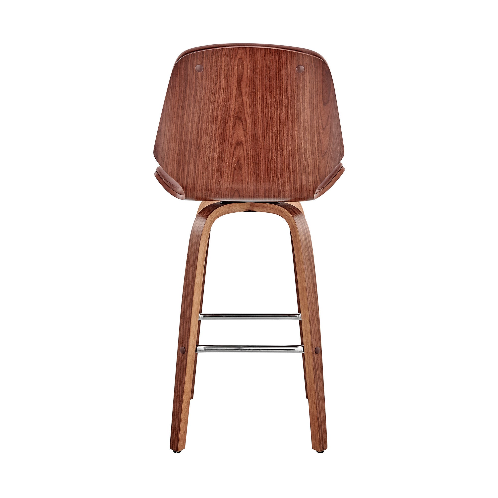 26" Brown Fabric And Wood Counter Height Swivel Bar Chair