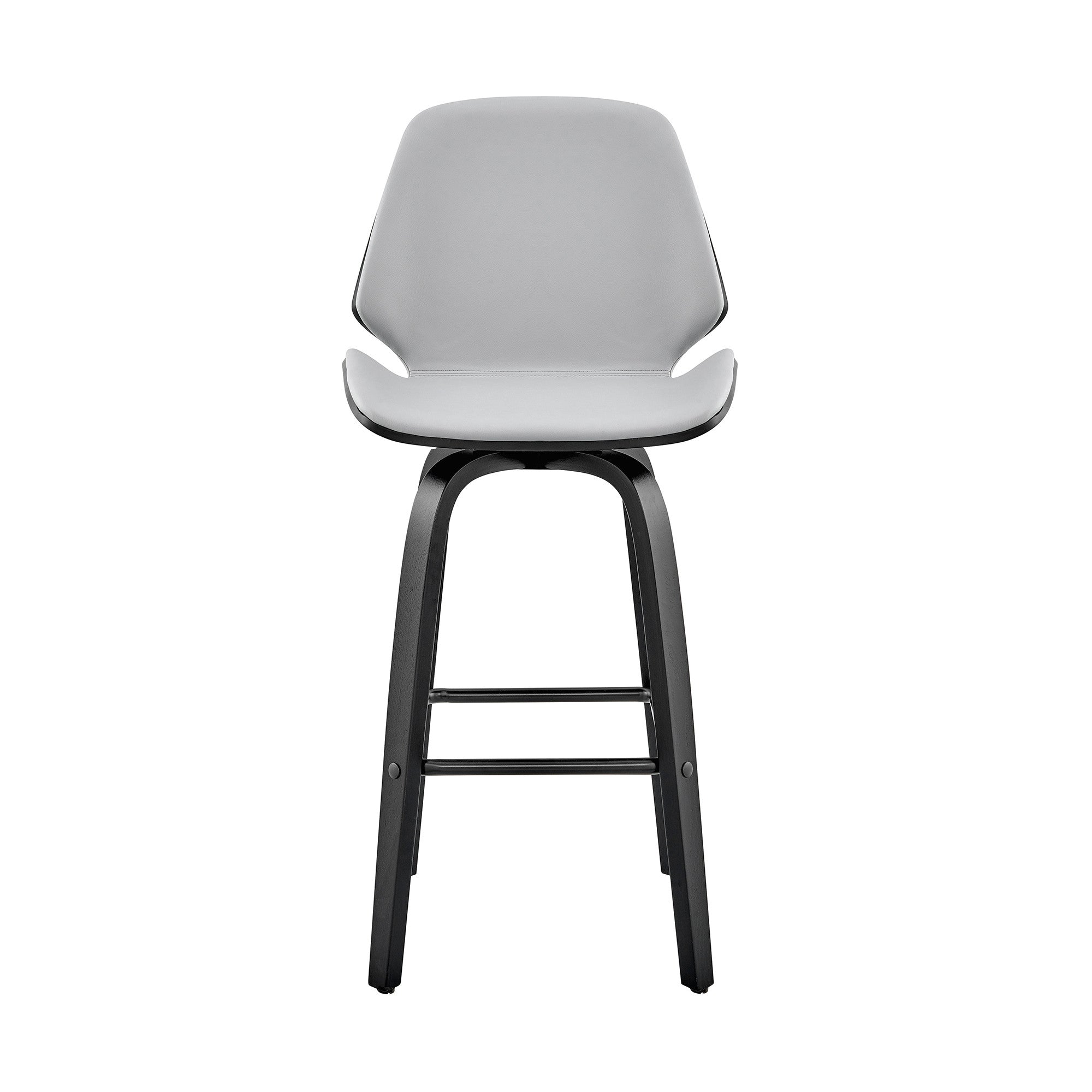 26" Gray And Black Fabric And Iron Counter Height Swivel Bar Chair