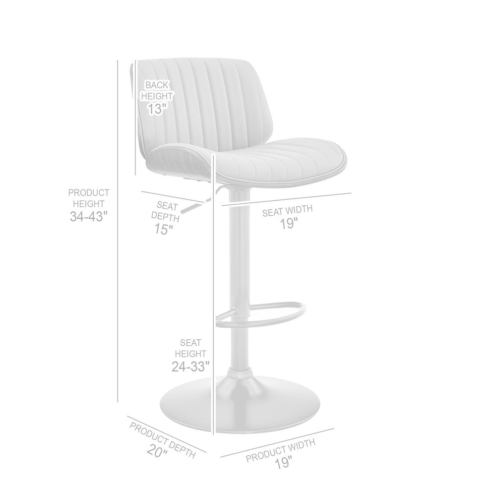 Dark Gray Brown And Black Iron and Faux Leather Adjustable Height Swivel Bar Chair