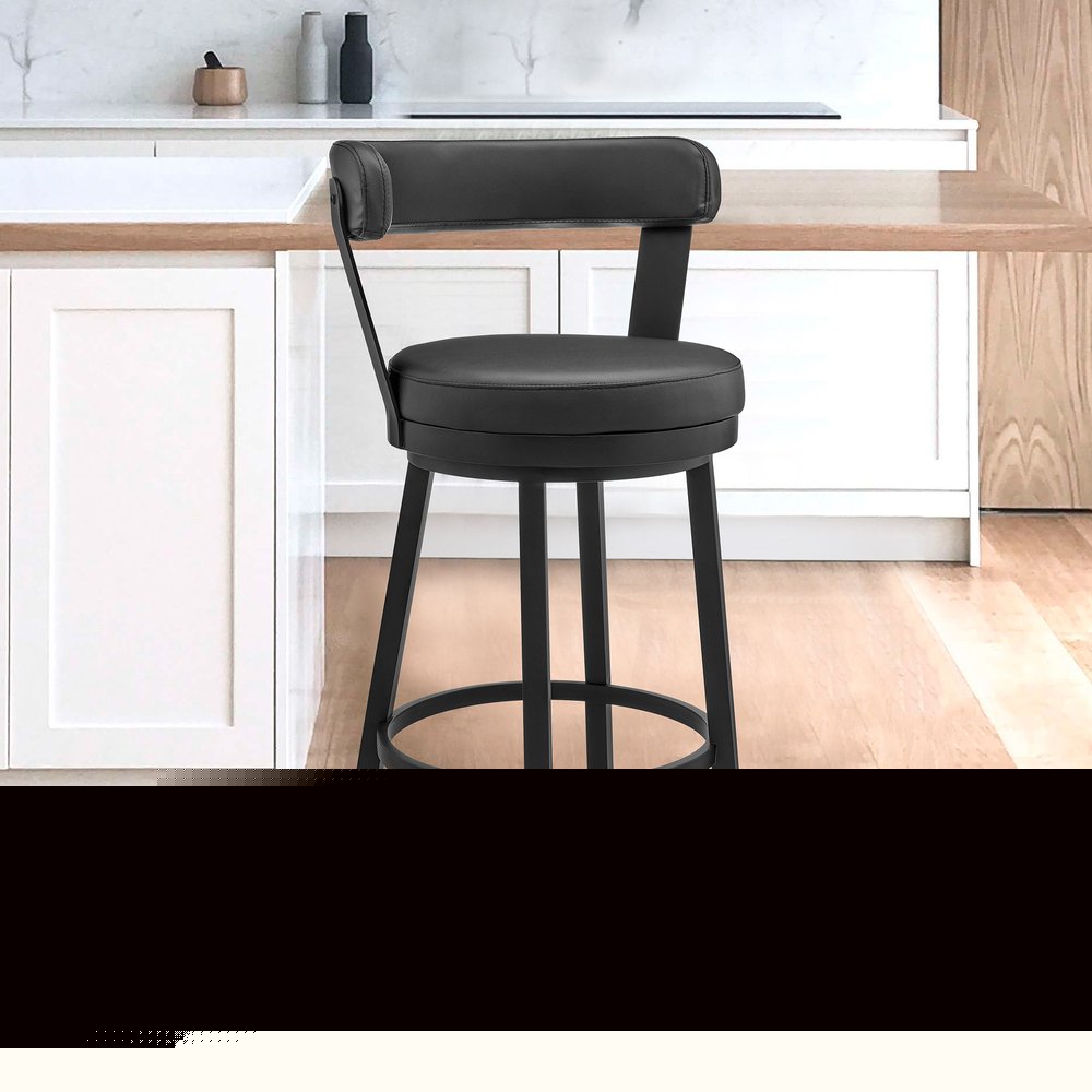 26" Black Iron Swivel Counter Height Bar Chair