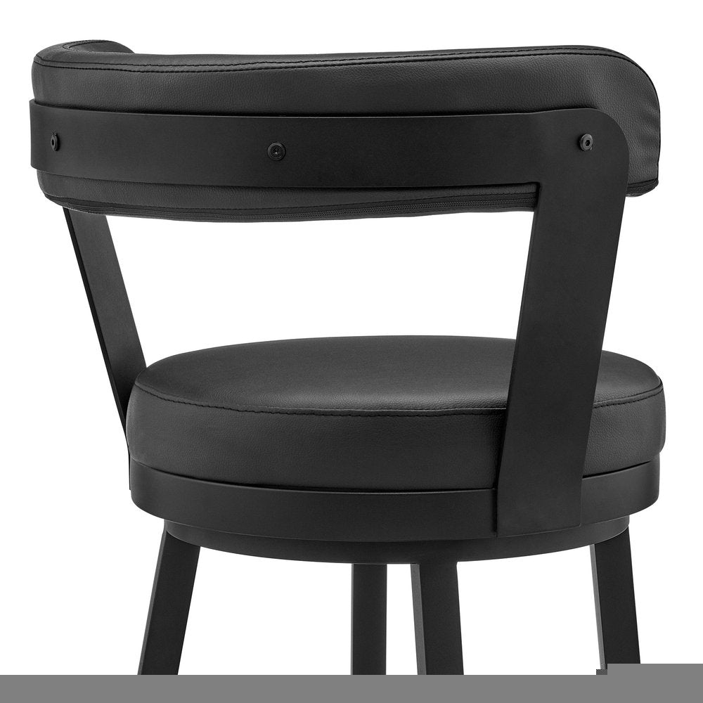26" Black Iron Swivel Counter Height Bar Chair