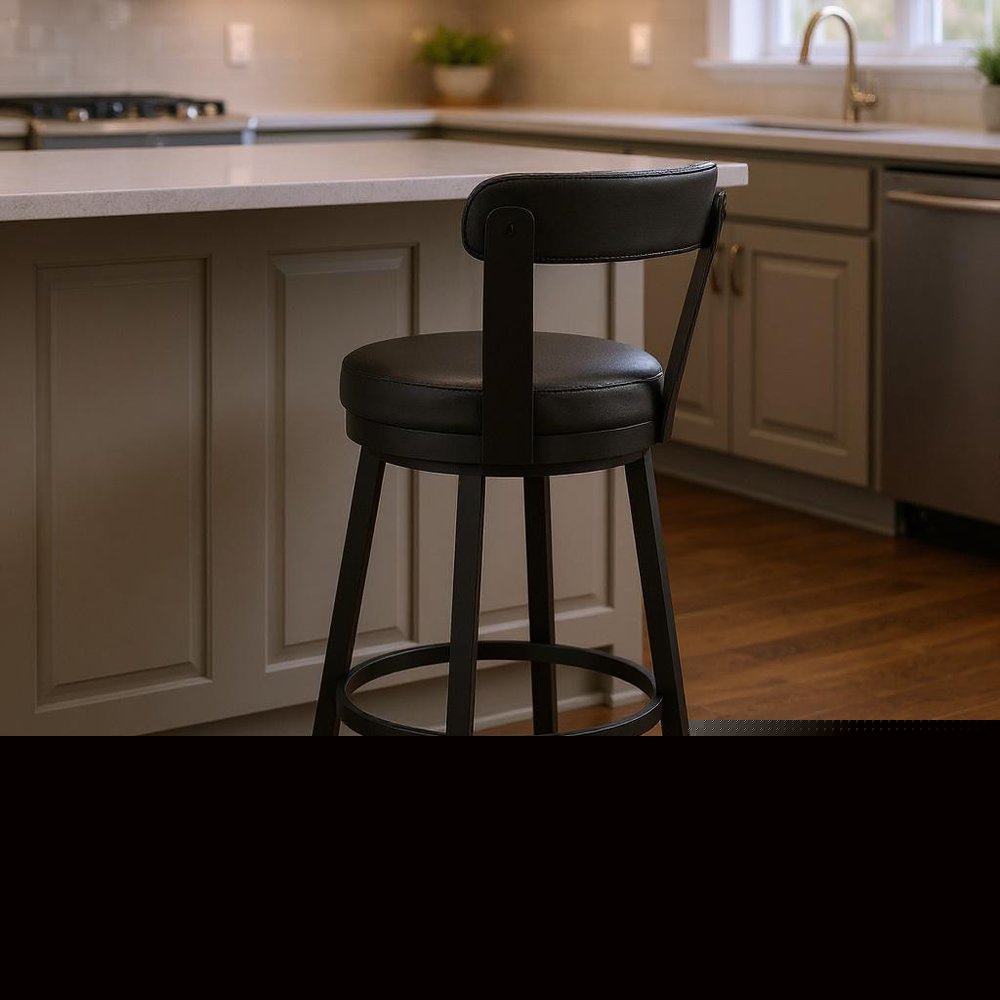 26" Black Iron Swivel Counter Height Bar Chair