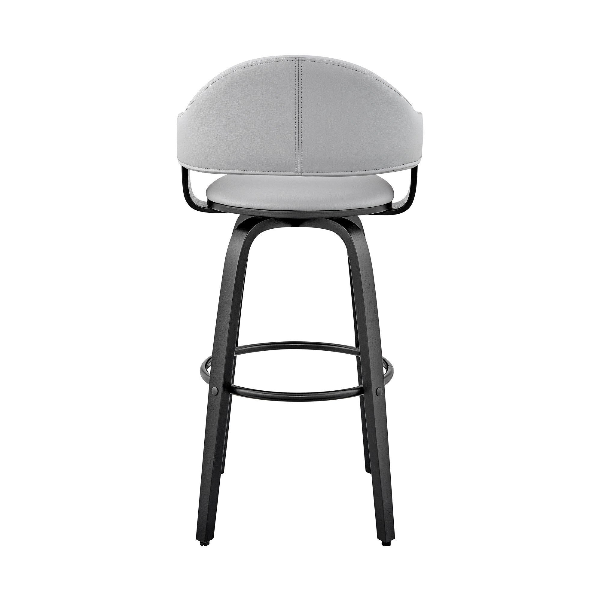 26" Gray And Black Fabric And Iron Low Back Counter Height Swivel Bar Chair