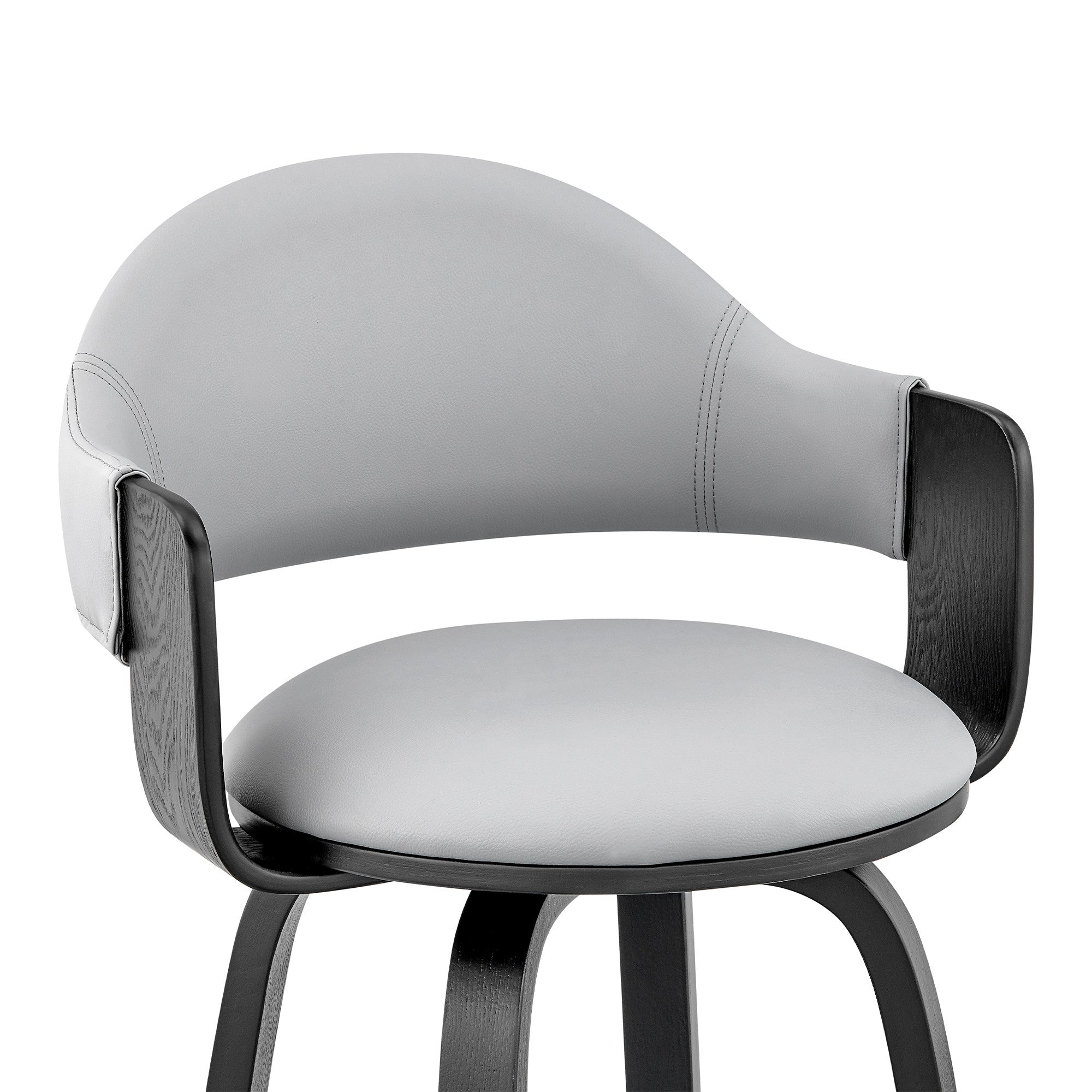 26" Gray And Black Fabric And Iron Low Back Counter Height Swivel Bar Chair