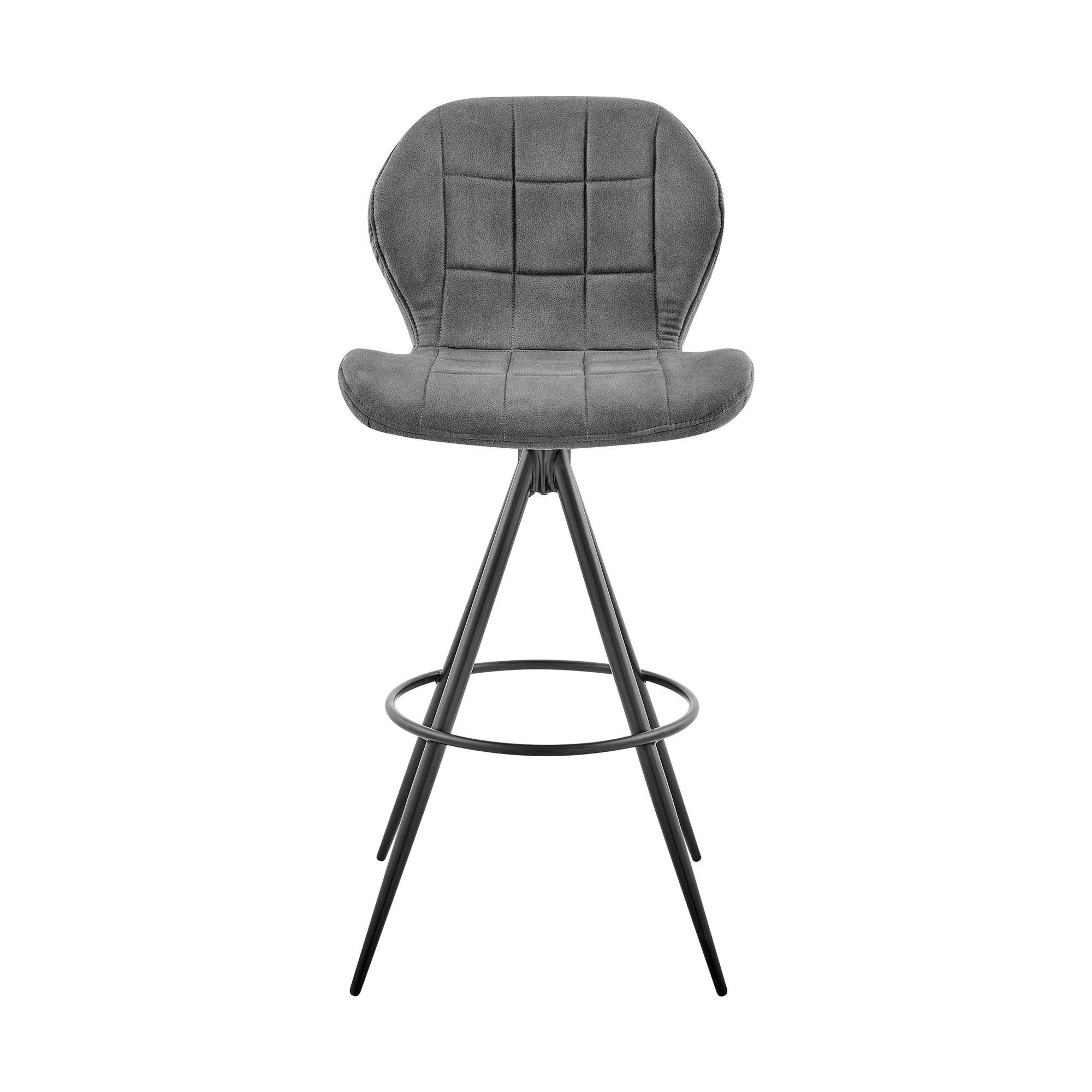 27" Charcoal And Black Fabric Microfiber And Microsuede And Iron Counter Height Bar Chair