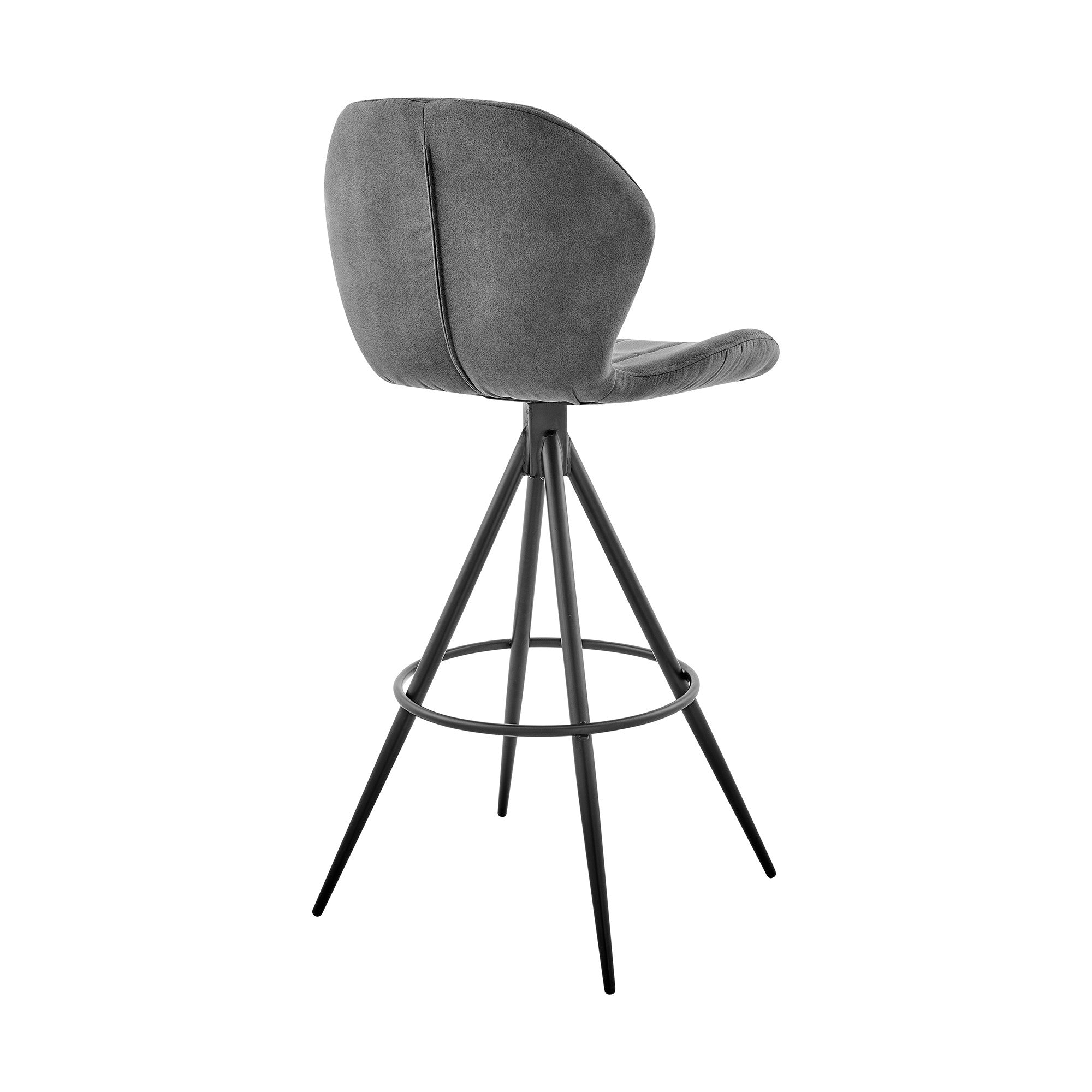 27" Charcoal And Black Fabric Microfiber And Microsuede And Iron Counter Height Bar Chair