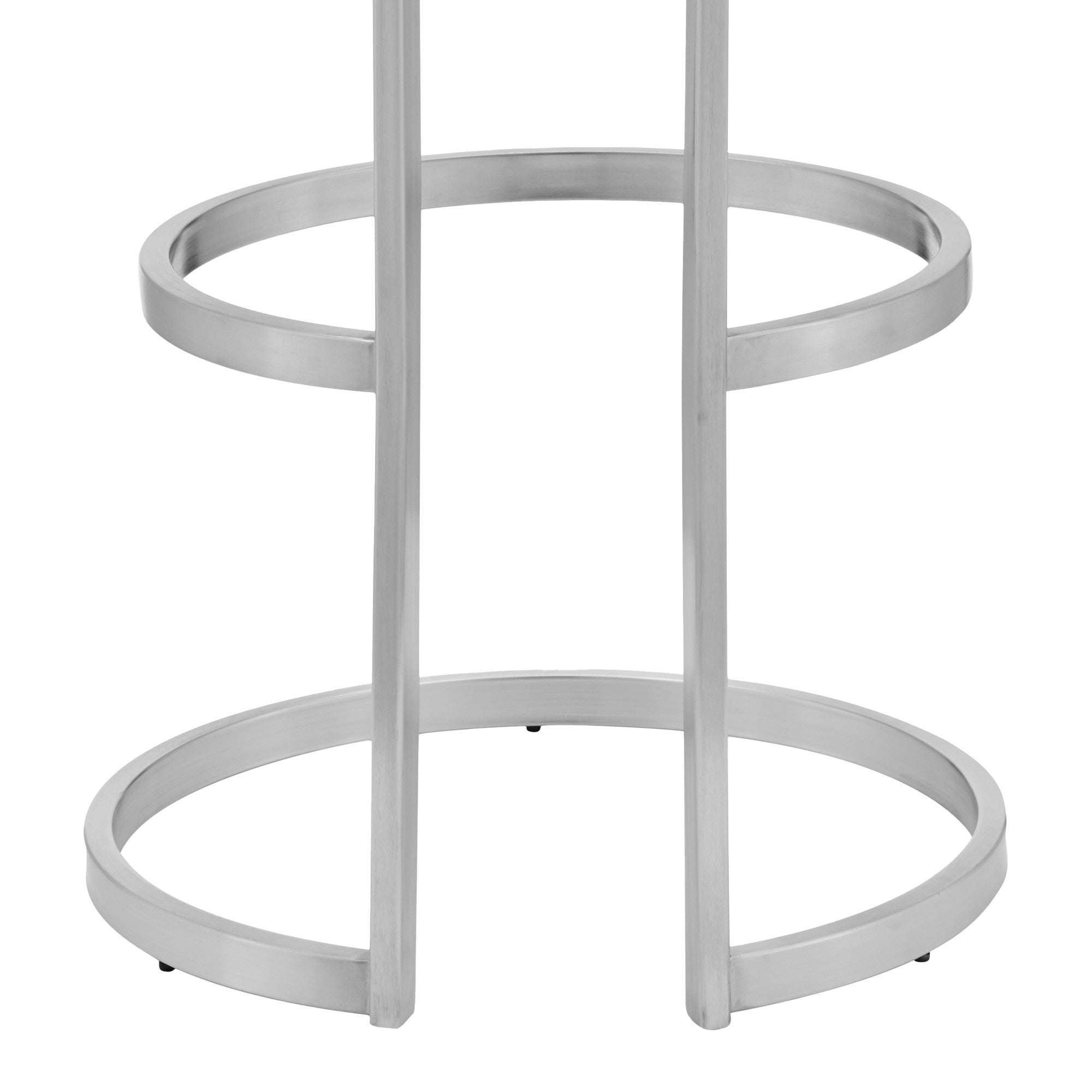 30" Gray And Silver Faux Leather And Fabric And Iron Backless Bar Height Swivel Bar Chair