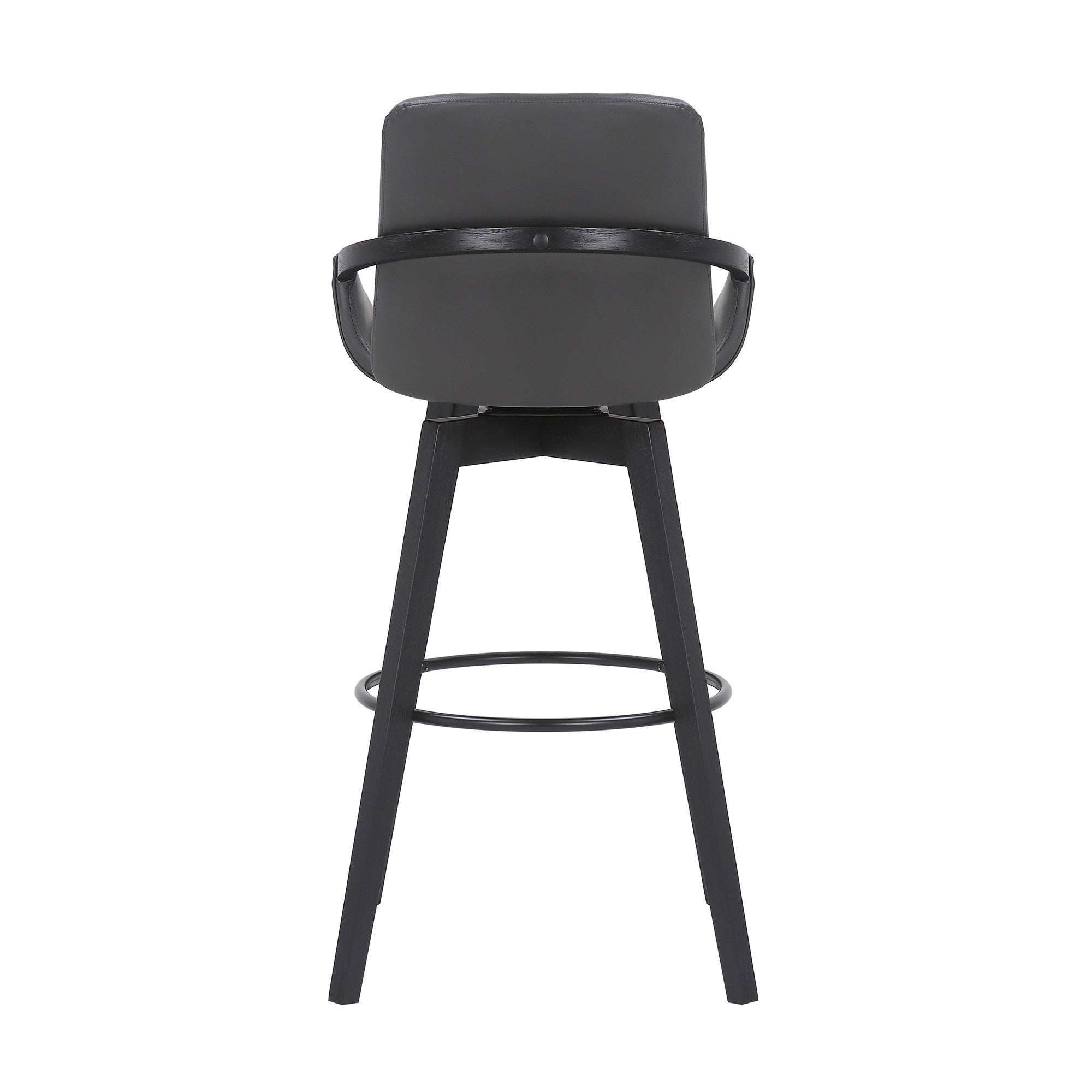 31" Gray And Black Fabric And Iron Bar Height Swivel Bar Chair