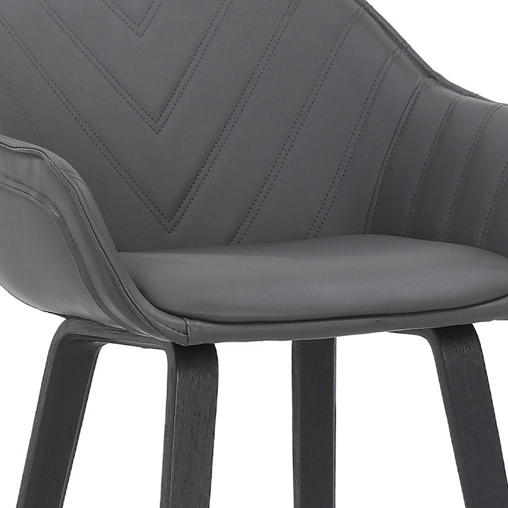 26" Gray And Black Fabric And Iron Counter Height Bar Chair