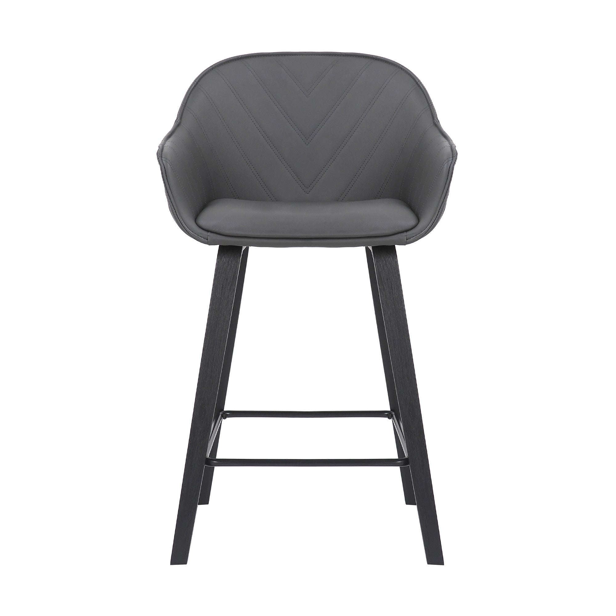 26" Gray And Black Fabric And Iron Counter Height Bar Chair