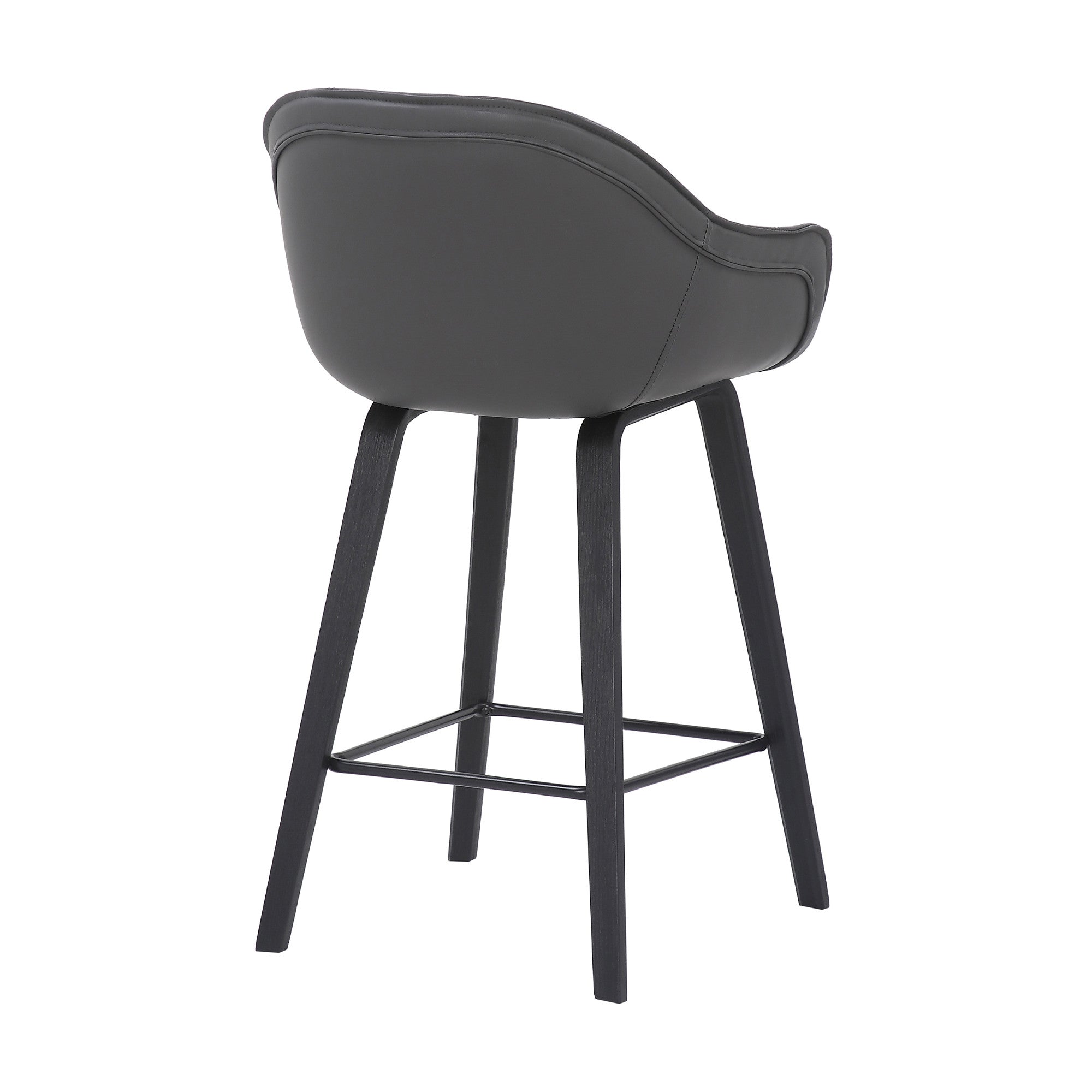 26" Gray And Black Fabric And Iron Counter Height Bar Chair