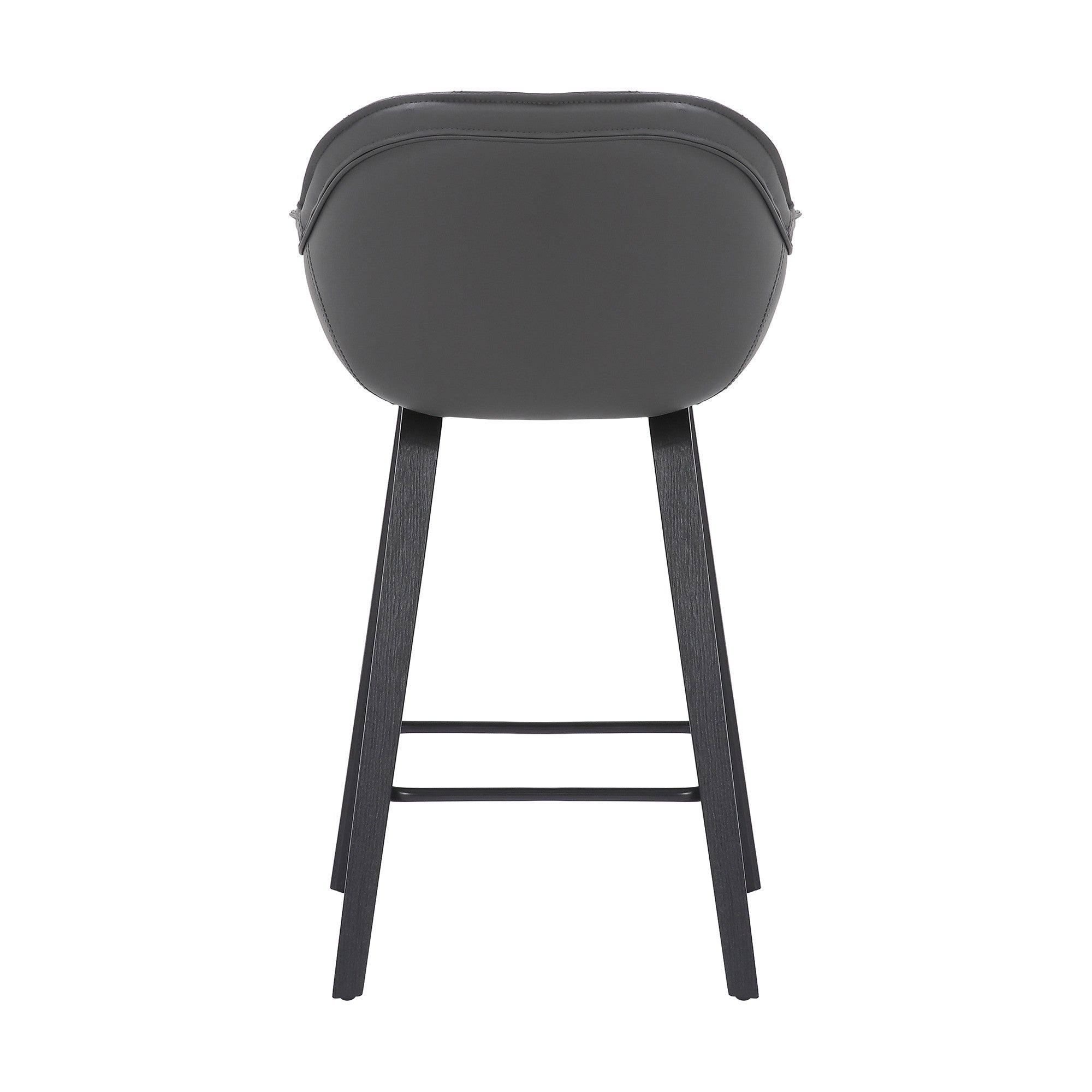 26" Gray And Black Fabric And Iron Counter Height Bar Chair