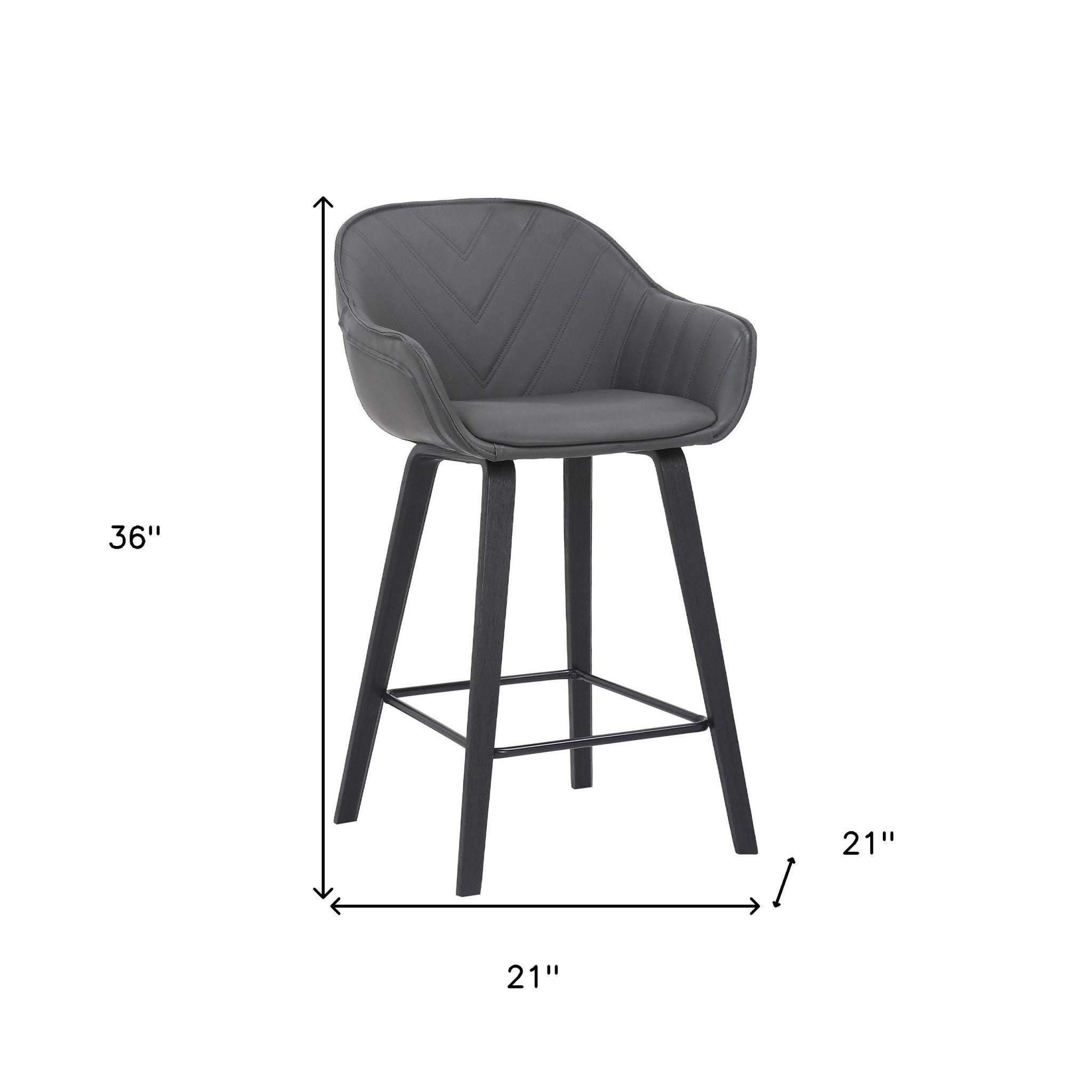 26" Gray And Black Fabric And Iron Counter Height Bar Chair