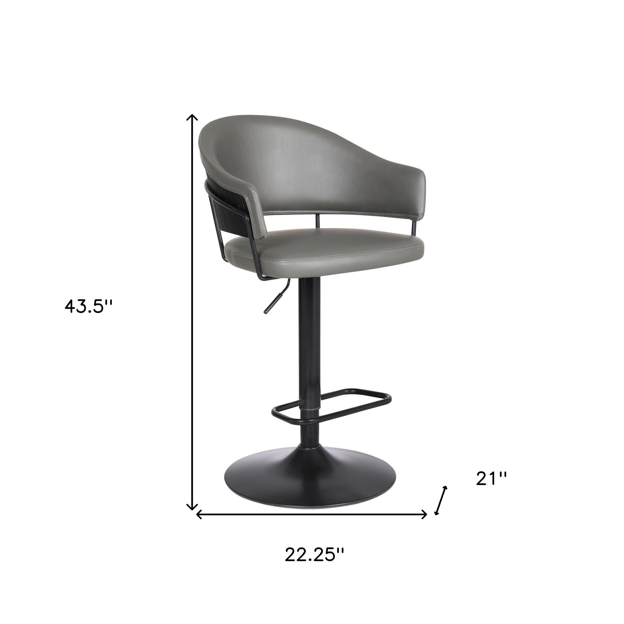 Gray And Black Fabric And Iron Adjustable Height Swivel Bar Chair