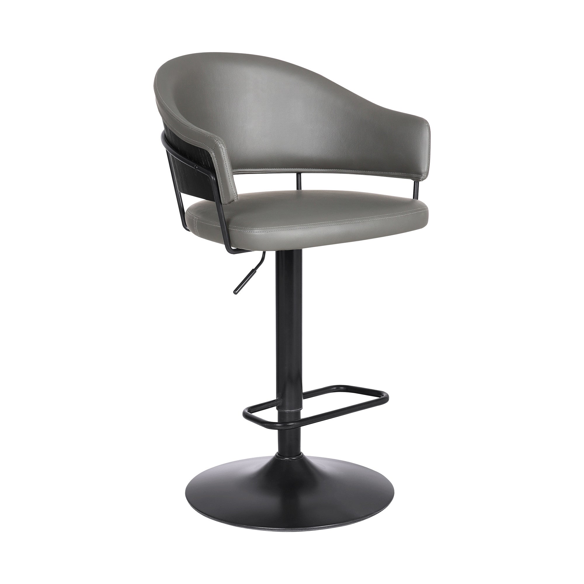 Gray And Black Fabric And Iron Adjustable Height Swivel Bar Chair