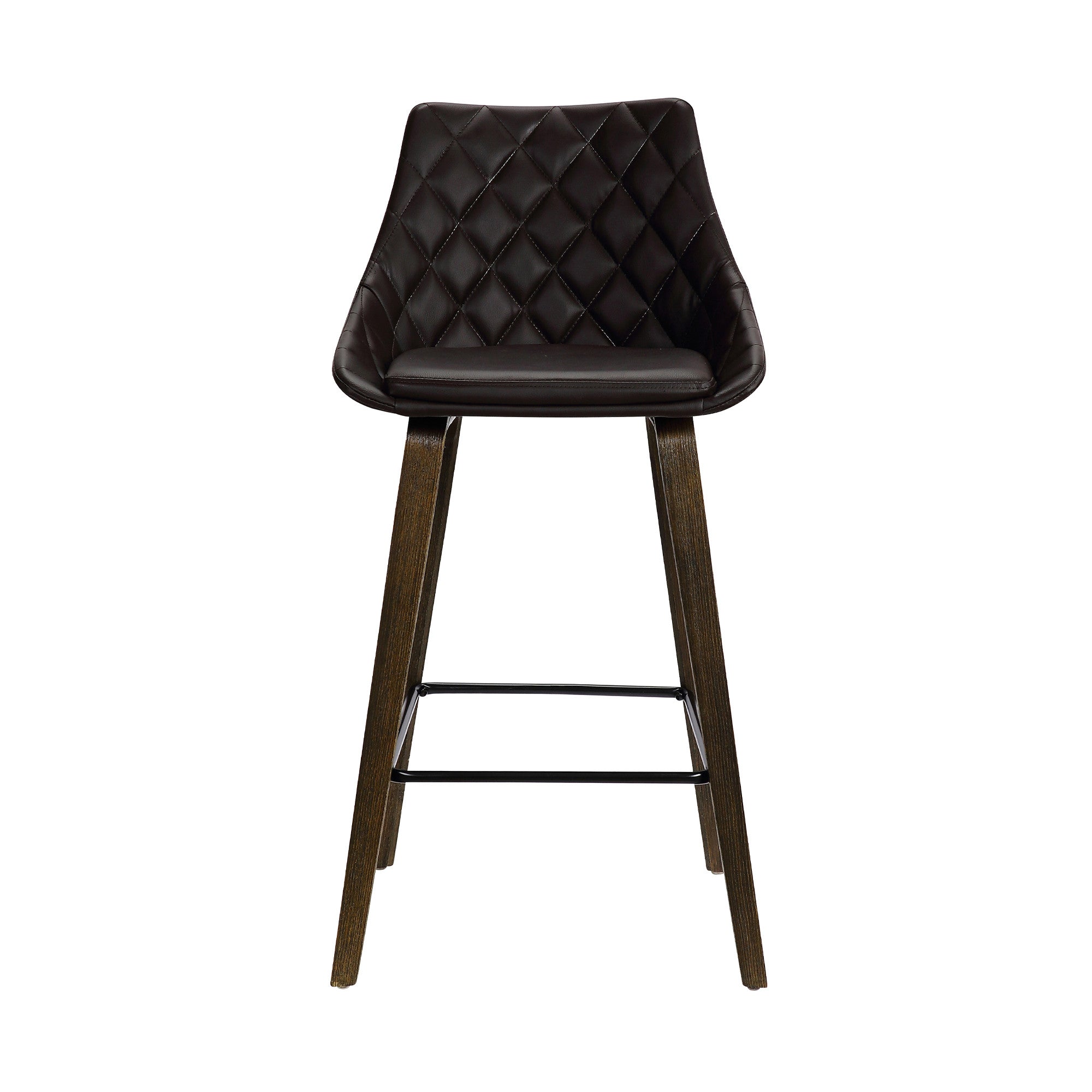 26" Brown Fabric And Iron Counter Height Bar Chair