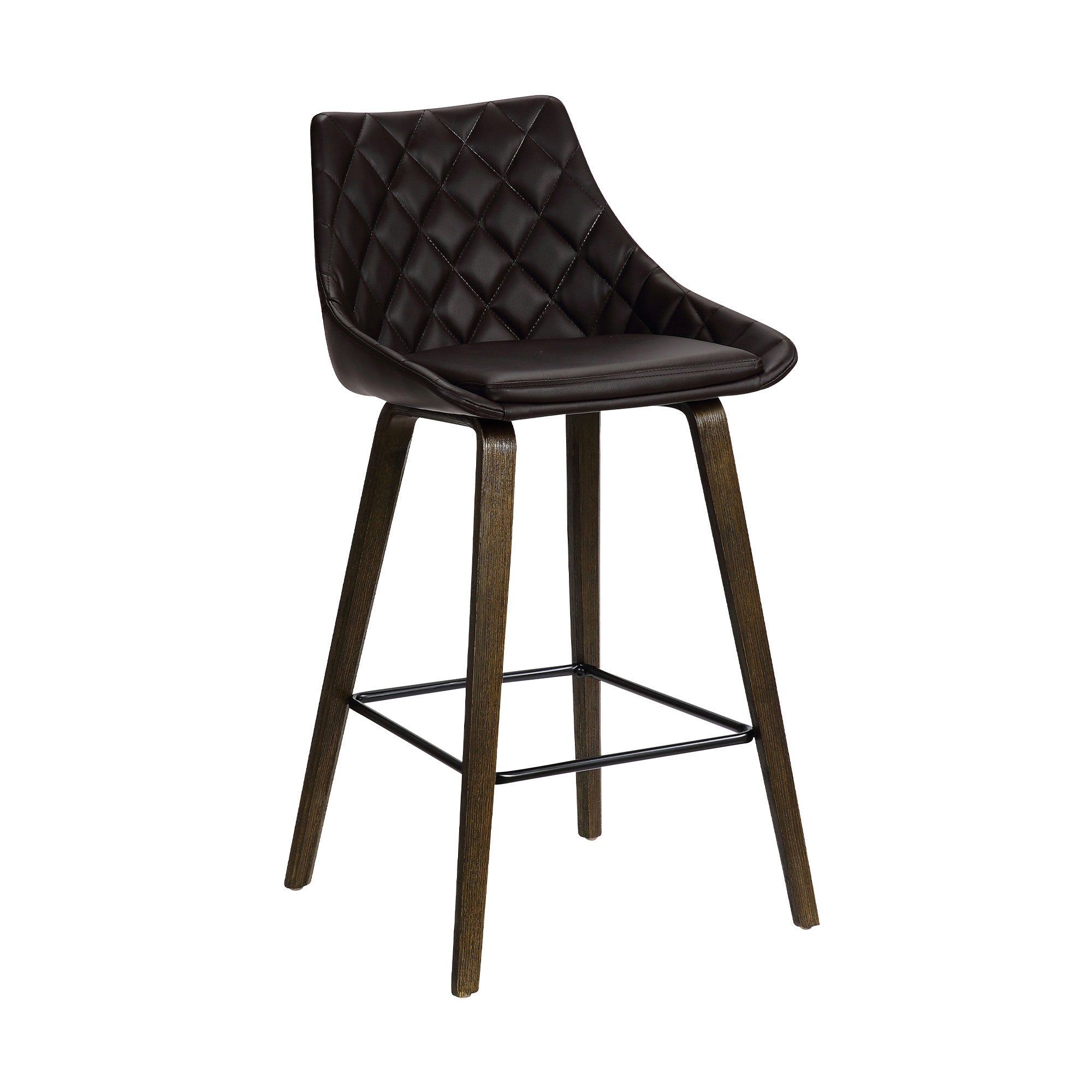 26" Brown Fabric And Iron Counter Height Bar Chair