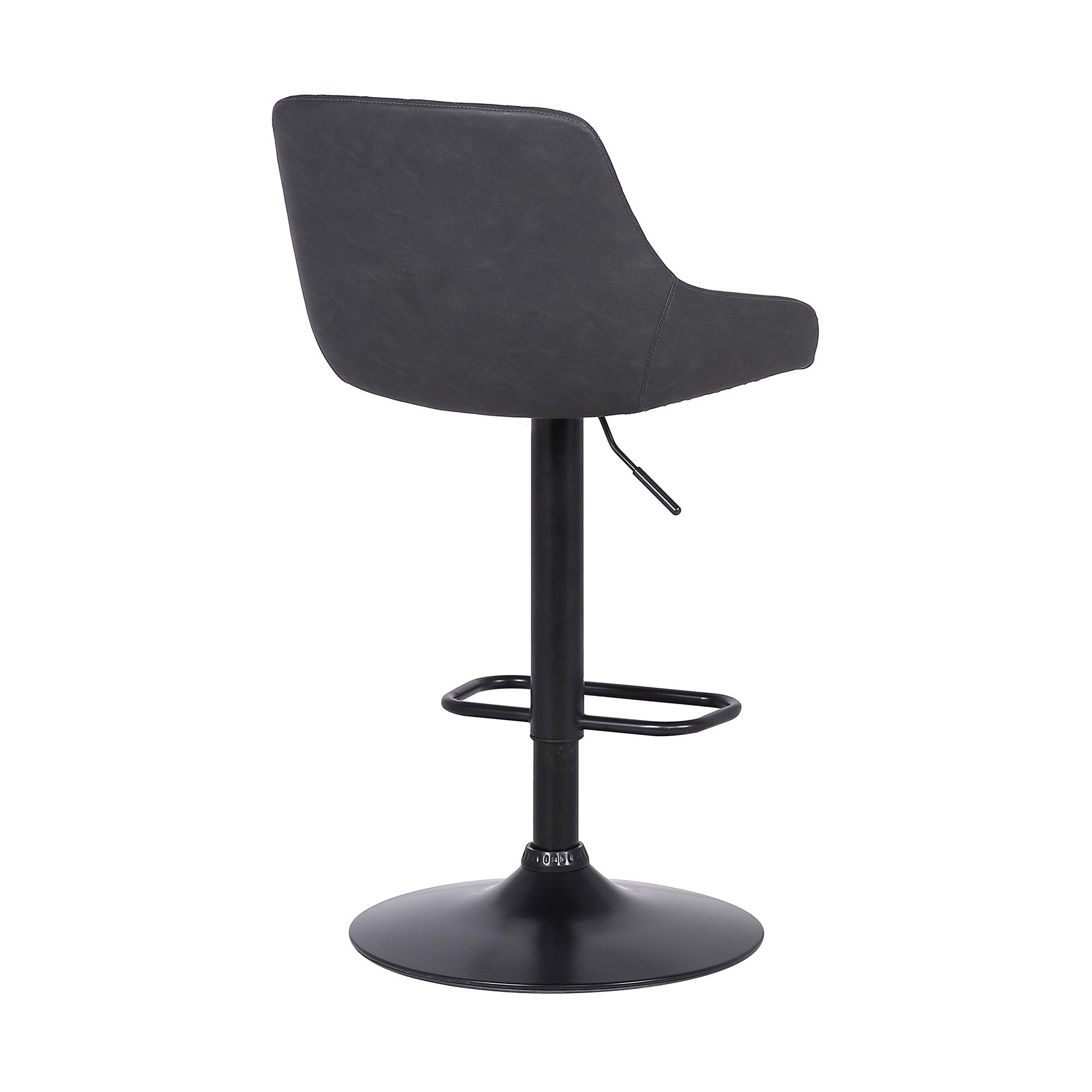 Gray And Black Fabric And Iron Low Back Adjustable Height Swivel Bar Chair