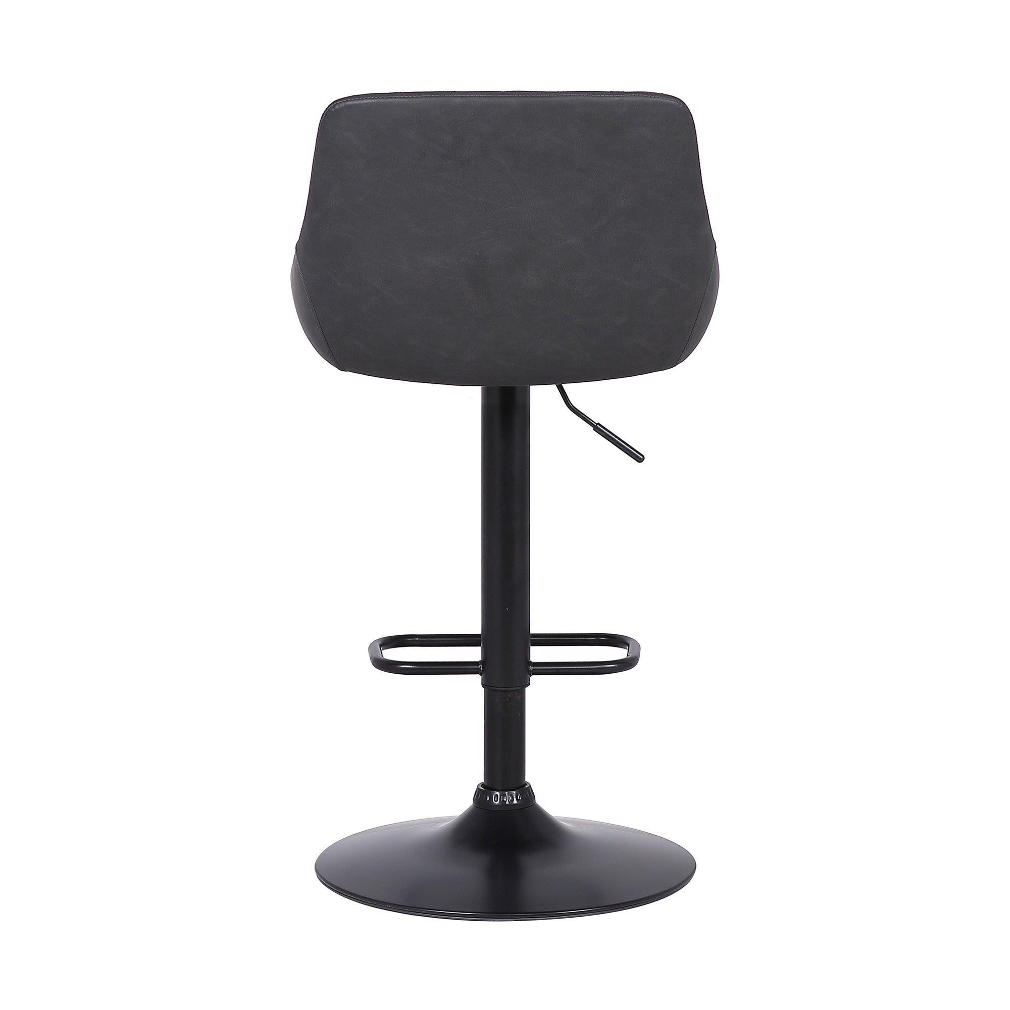 Gray And Black Fabric And Iron Low Back Adjustable Height Swivel Bar Chair