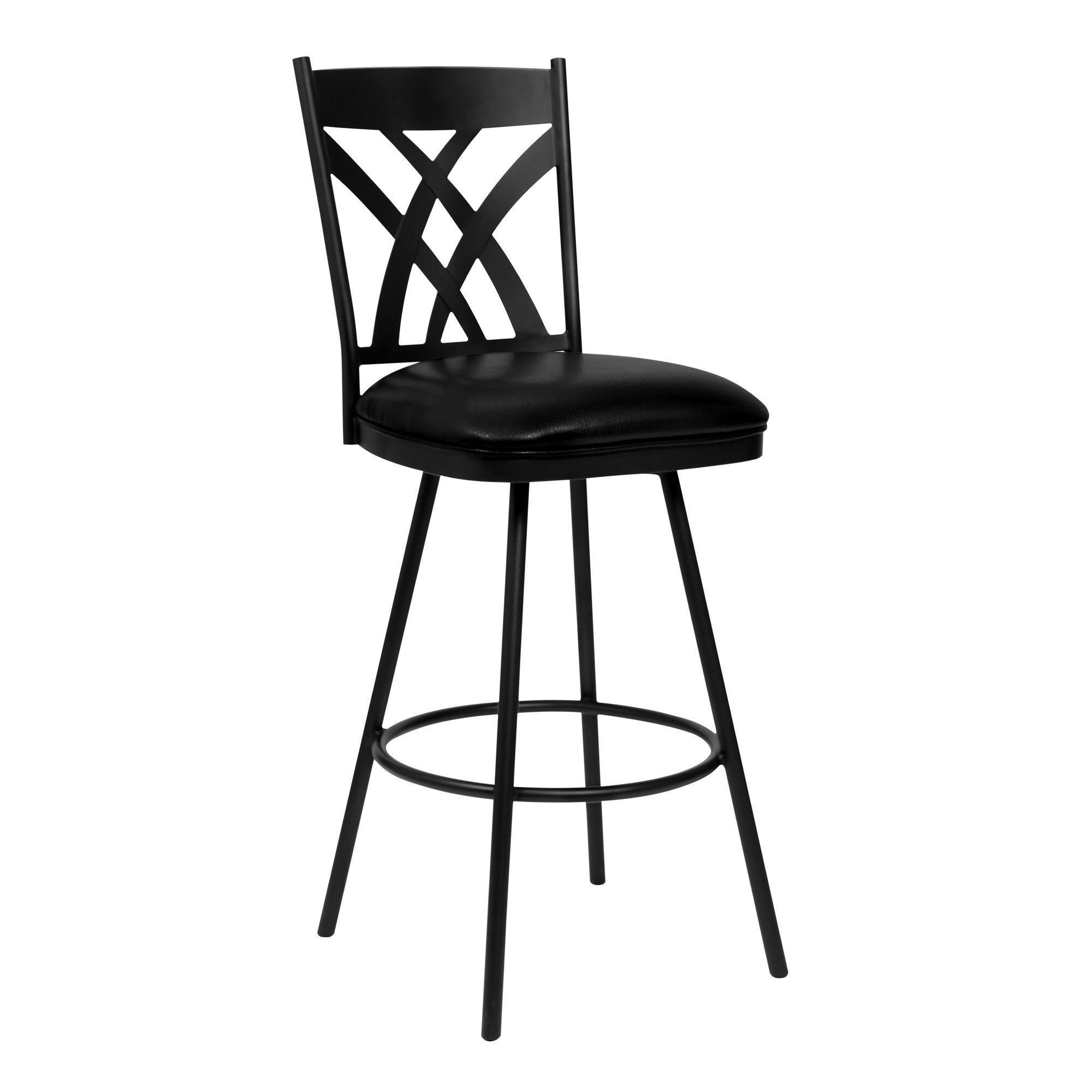26" Black Fabric And Iron Counter Height Bar Chair