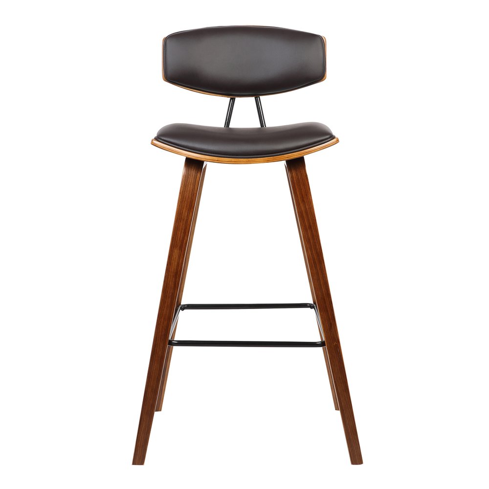 29" Brown Faux Leather Low Back Bar Height Bar Chair