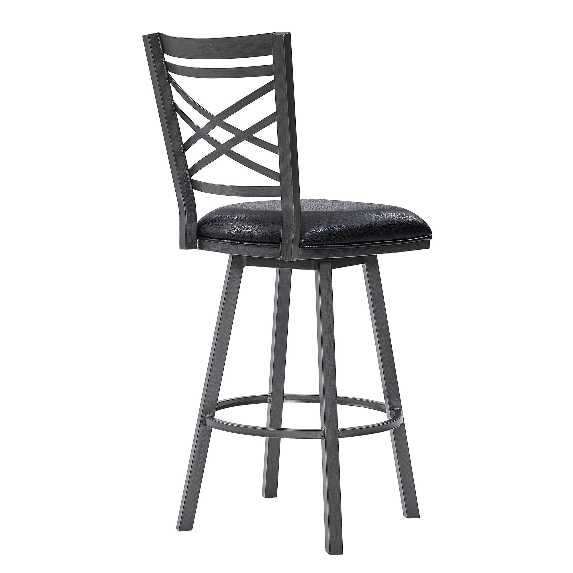 26" Black Fabric And Iron Counter Height Bar Chair