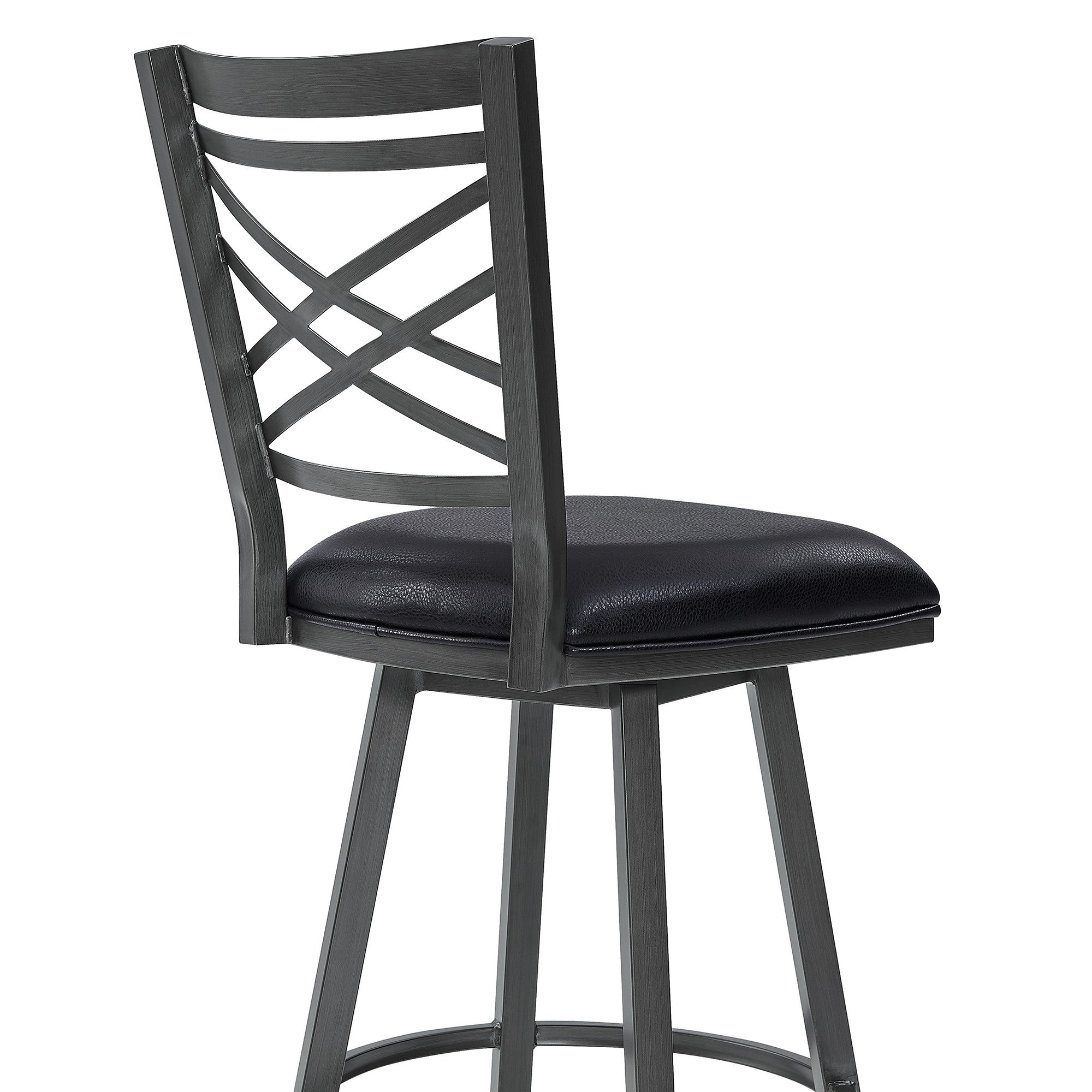 26" Black Fabric And Iron Counter Height Bar Chair