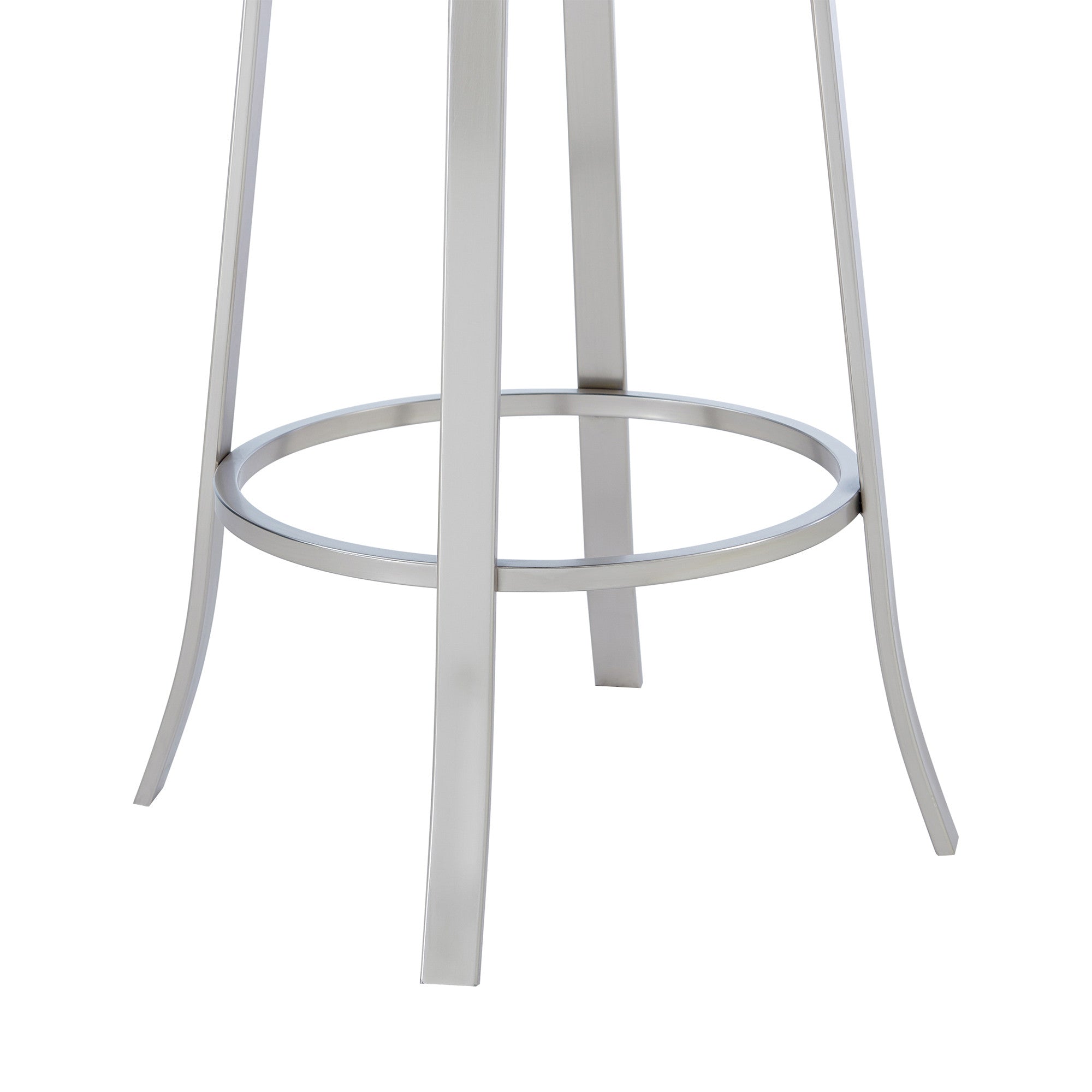 30" Gray And Silver Fabric And Iron Bar Height Swivel Bar Chair