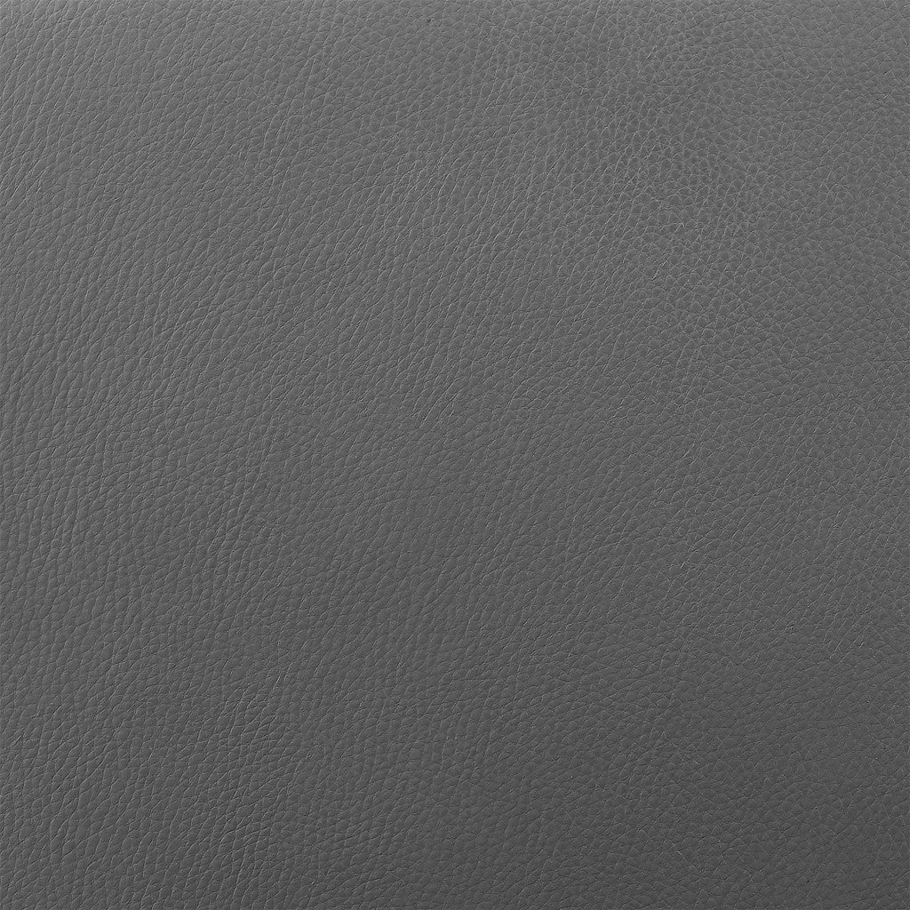 30" Gray And Silver Faux Leather And Faux Leather And Iron Low Back Bar Height Swivel Bar Chair