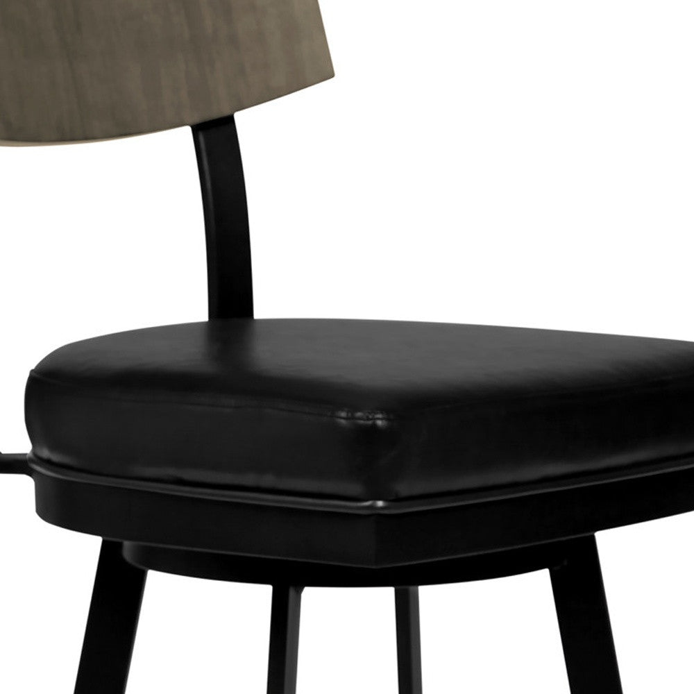 26" Black Fabric And Iron Counter Height Bar Chair