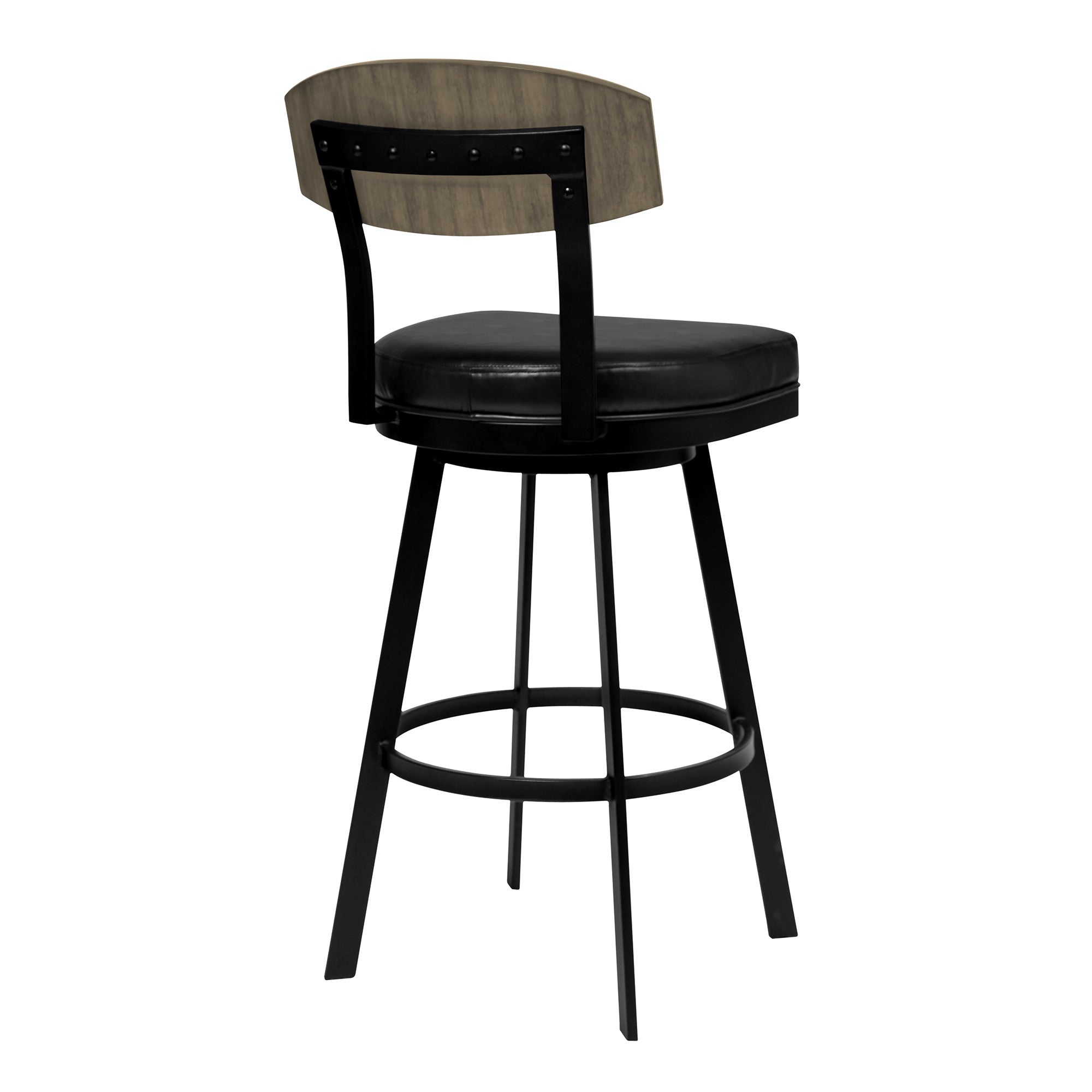 26" Black Fabric And Iron Counter Height Bar Chair