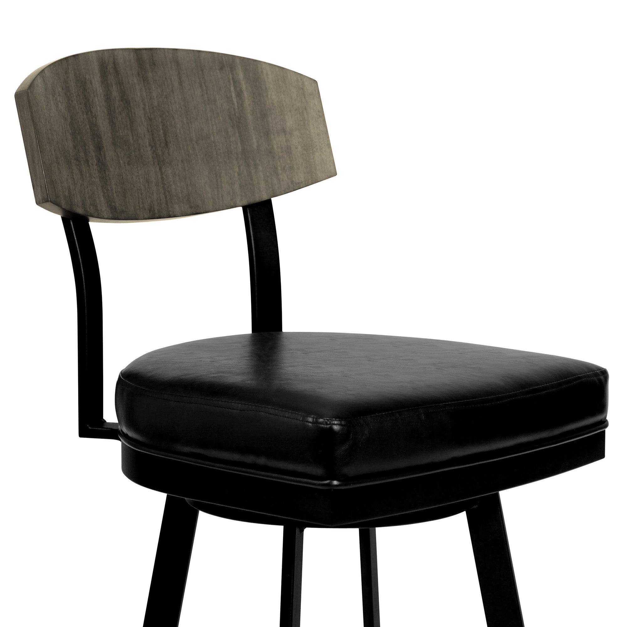 26" Black Fabric And Iron Counter Height Bar Chair