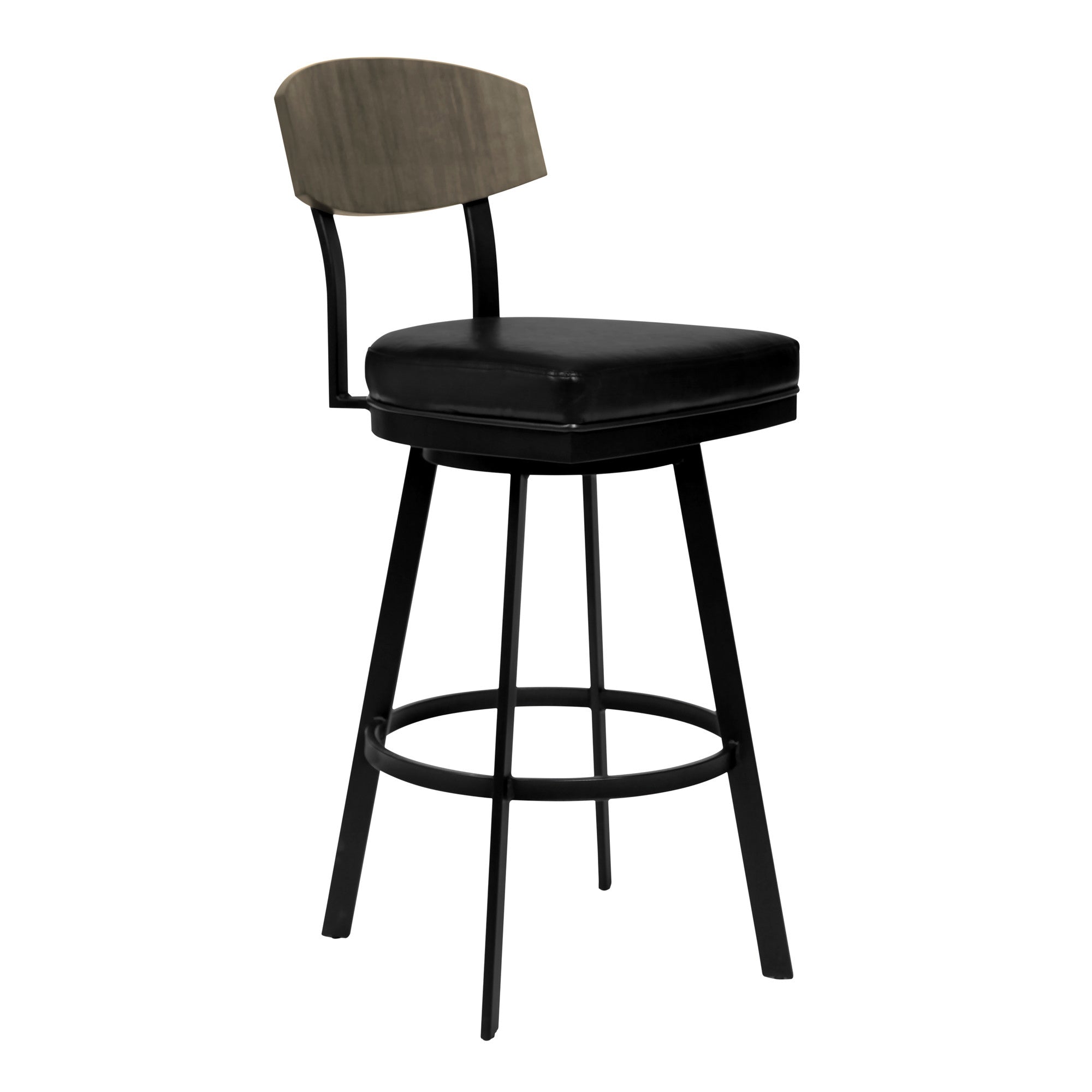 26" Black Fabric And Iron Counter Height Bar Chair