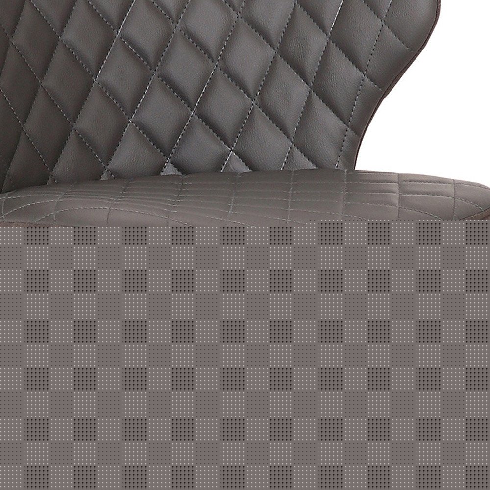 30" Brown Faux Leather And Iron Swivel Low Back Bar Height Bar Chair