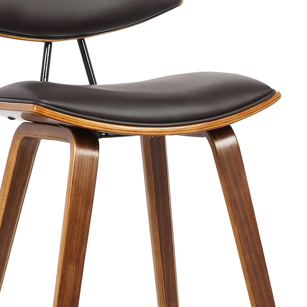 26" Brown Fabric And Solid Wood Low Back Counter Height Bar Chair