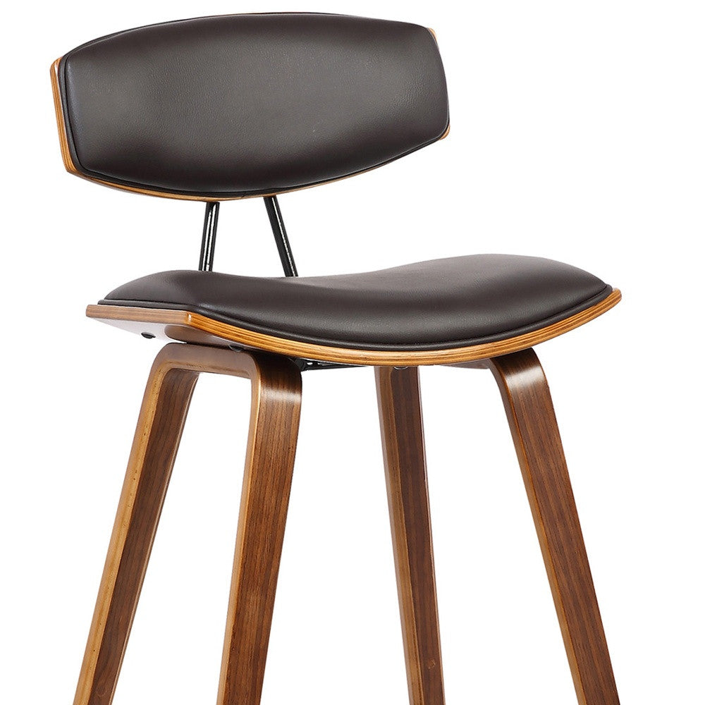 26" Brown Fabric And Solid Wood Low Back Counter Height Bar Chair