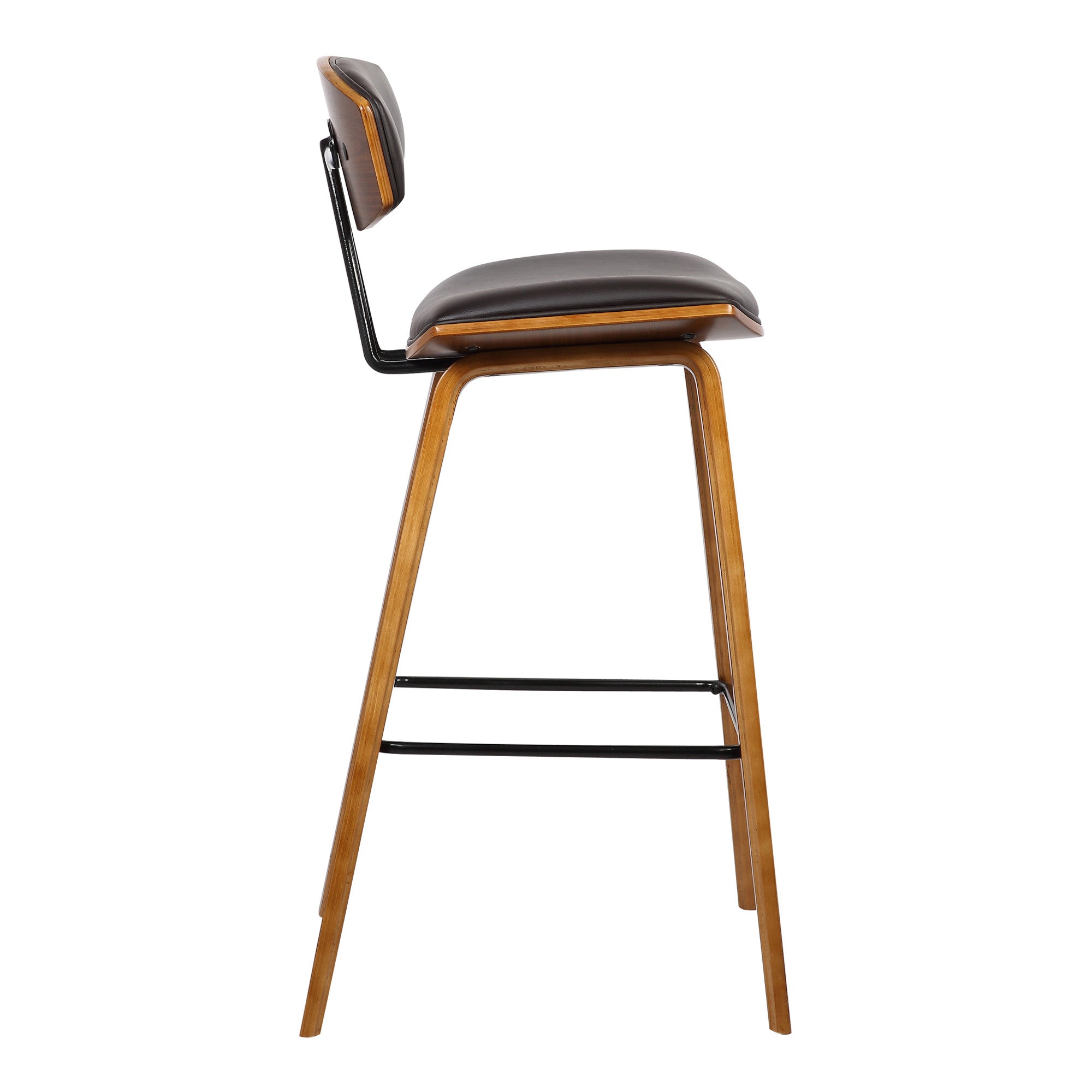 26" Brown Fabric And Solid Wood Low Back Counter Height Bar Chair