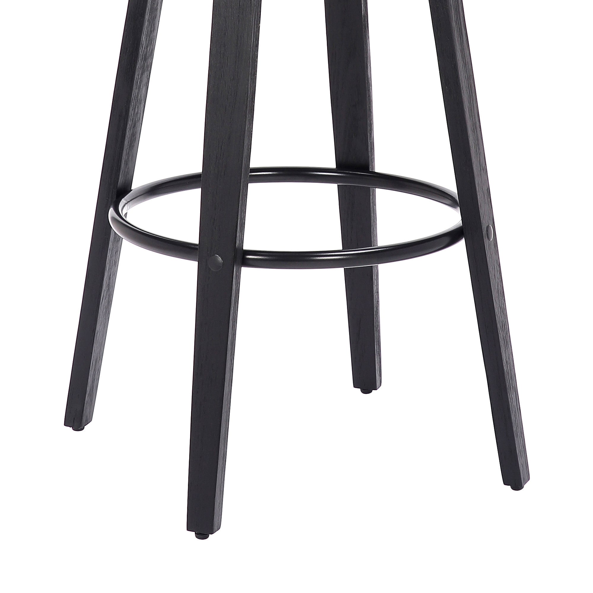 29" Gray And Black Fabric And Solid Wood Backless Bar Height Swivel Bar Chair