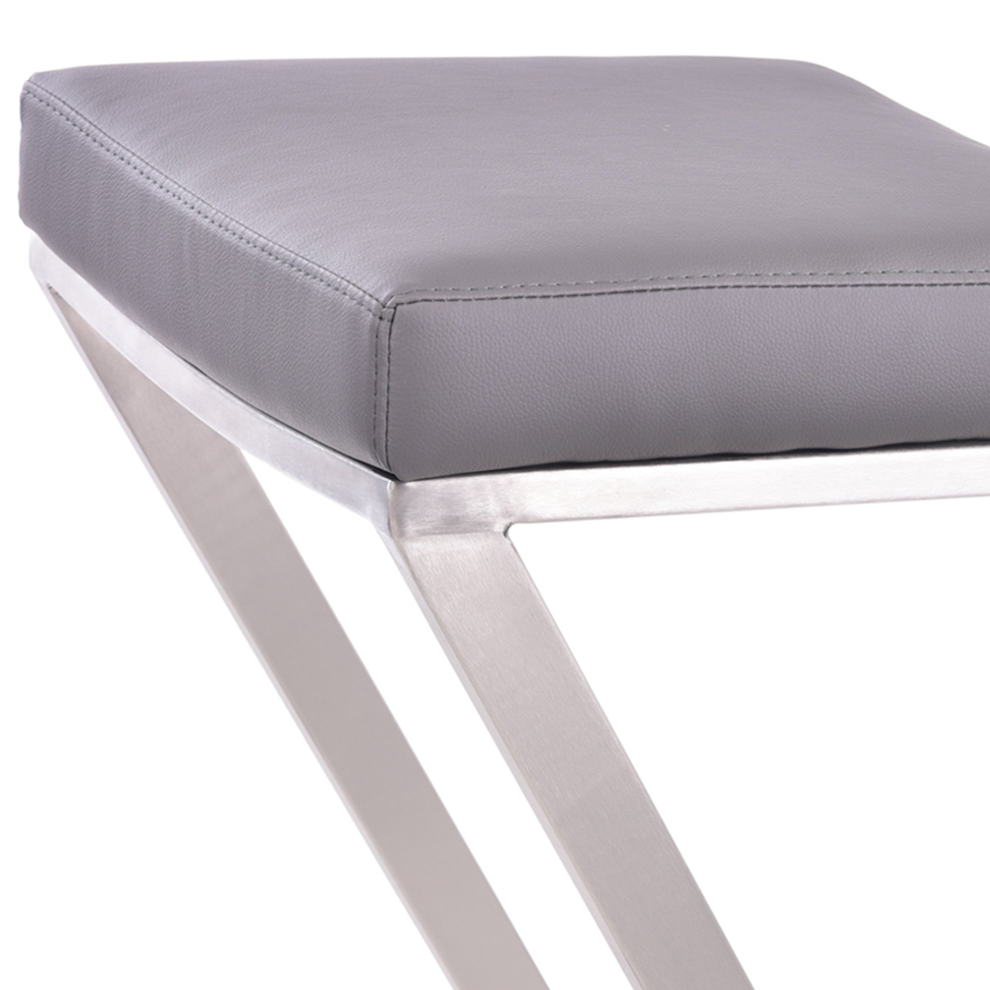 26" Gray And Silver Fabric And Iron Backless Counter Height Bar Chair