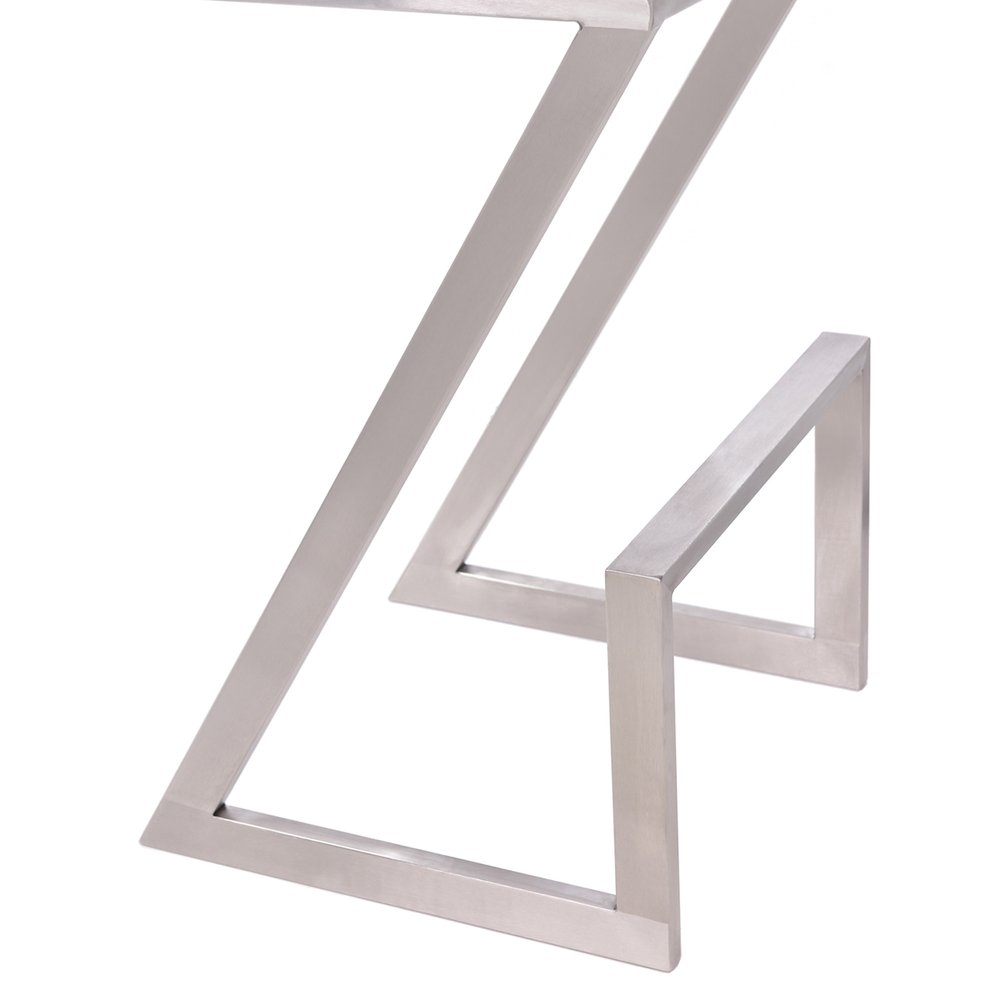 26" White And Silver Fabric And Iron Backless Counter Height Bar Chair