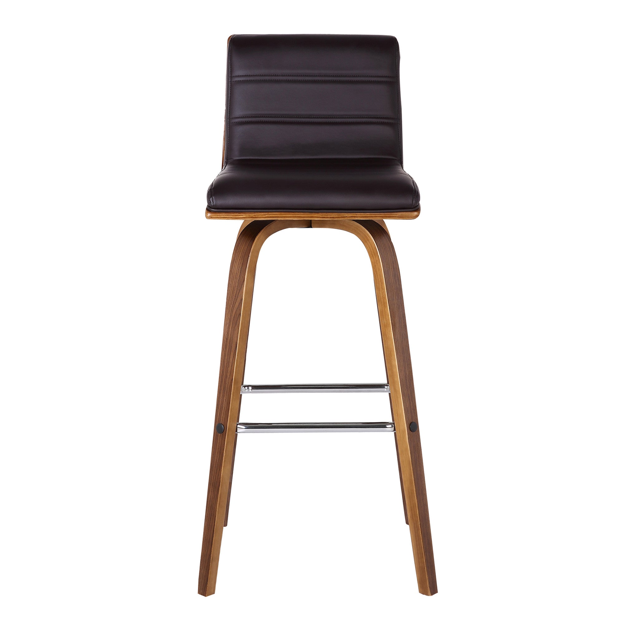 26" Brown Fabric And Solid Wood Low Back Counter Height Swivel Bar Chair